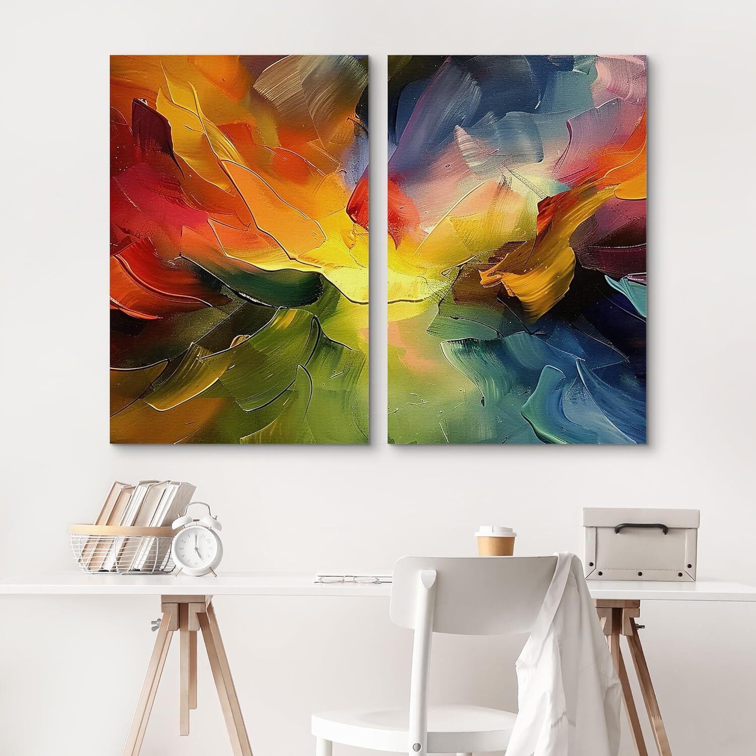 Rainbow Abstract Wall Art Multicolor Minimalist Canvas Prints