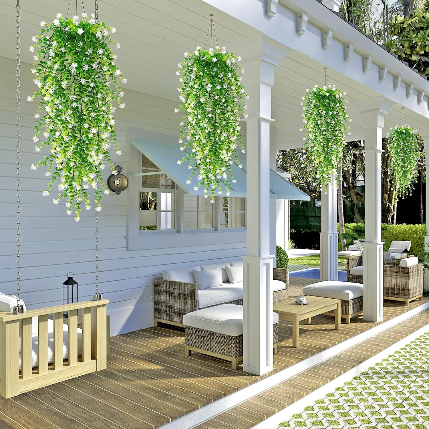 8pc Artificial Hanging Plant Fake Eucalyptus Leaf Vine Home Garden Outdoor Decor