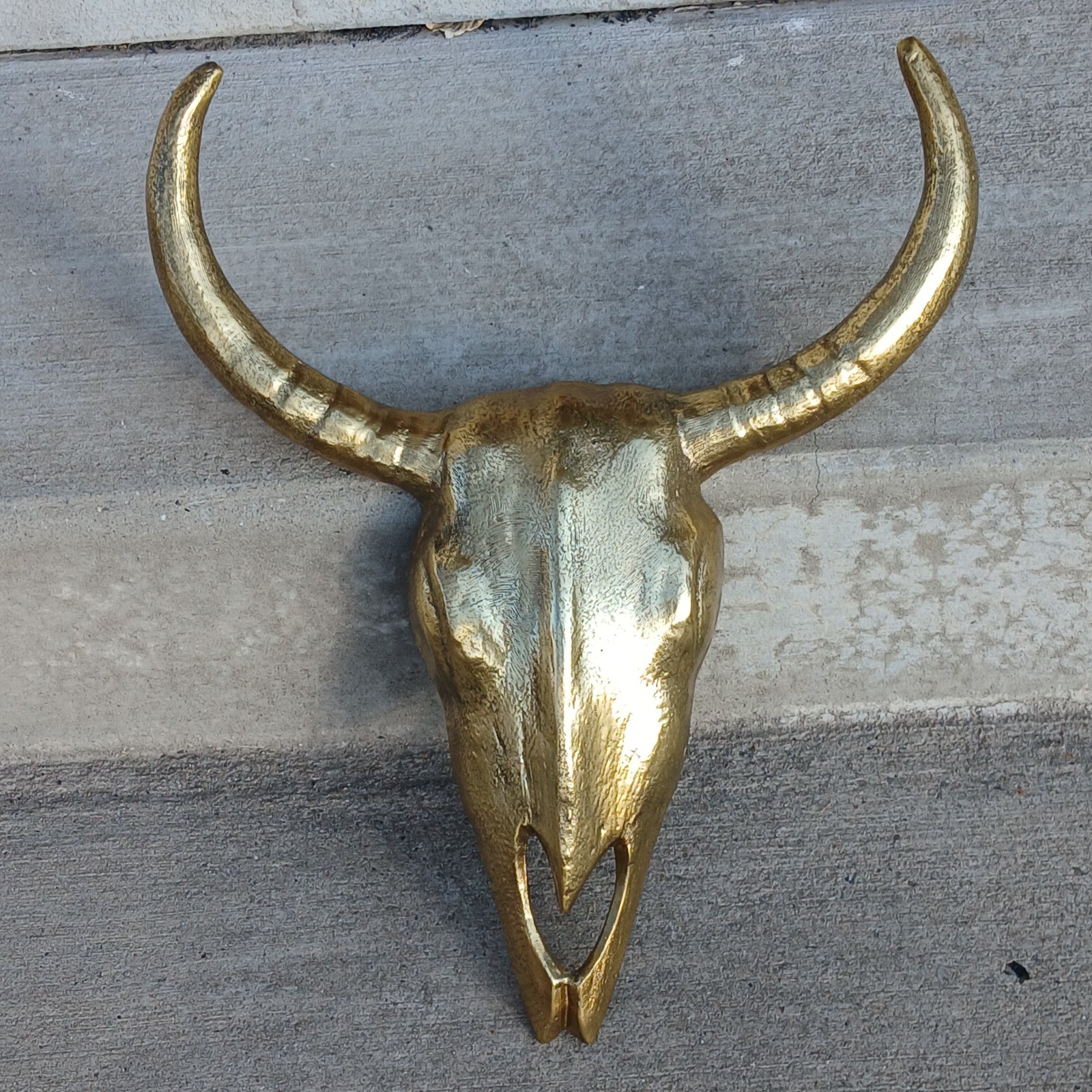 Western Americana Longhorn Skull Wall Decor Gold Tone 20” Steer Head Sculpture