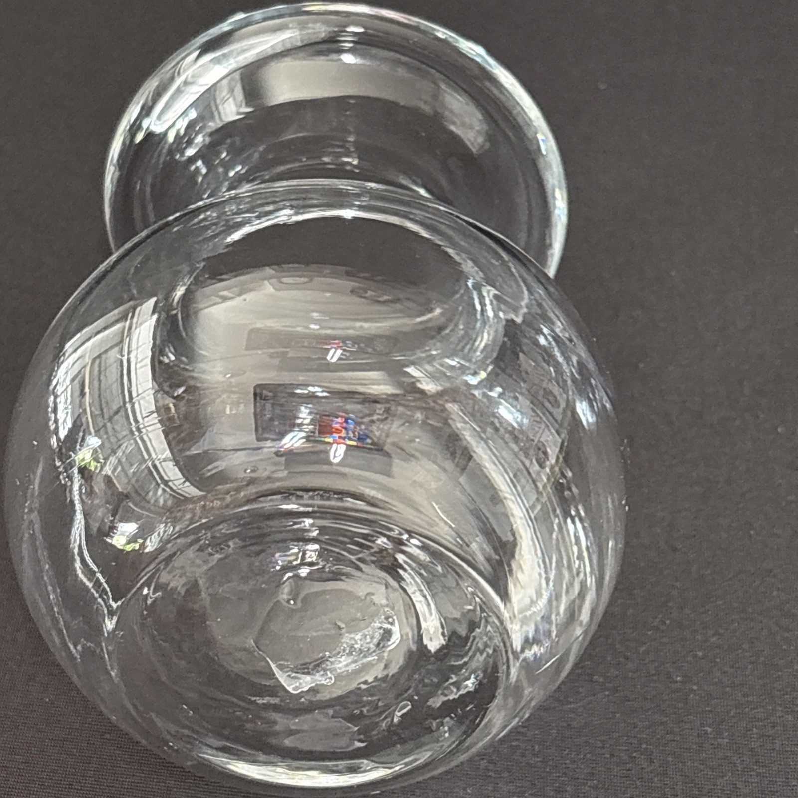 Vintage Clear Glass Bud Vase Rolled Rim Bulbous Round Mini Vase 4-1/2” Tall
