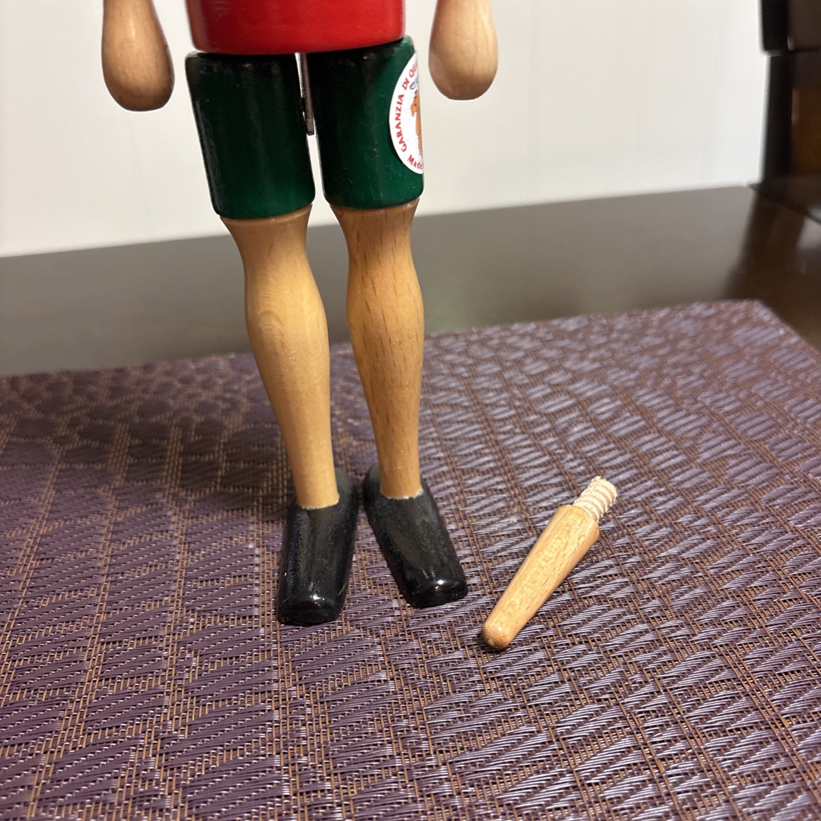 Collectible Wooden Pinocchio 12” Doll w/Interchangeable Noses Made In Italy GUC