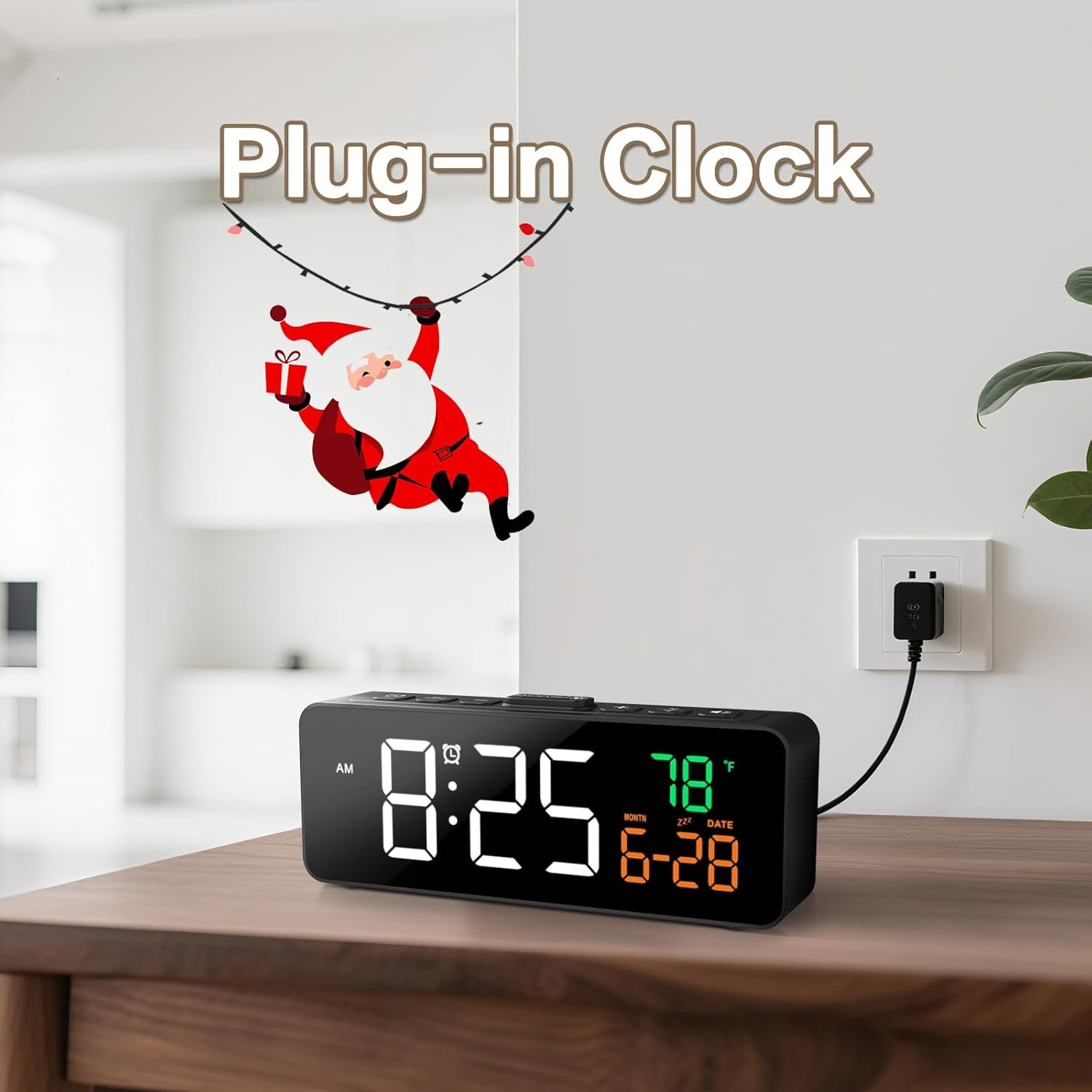 3-In-1 Digital Clocks for Living Room with Temperature, Date & Time Display – 4