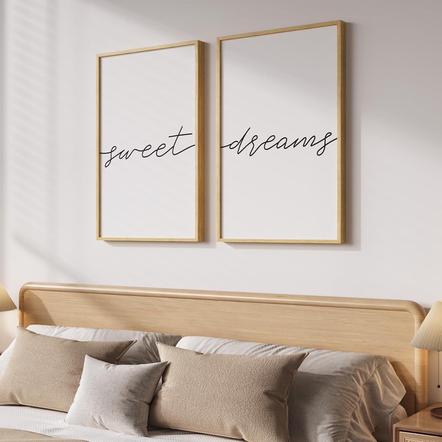Framed Sweet Dreams Wall Art Set – Minimalist Black & White Canvas Prints