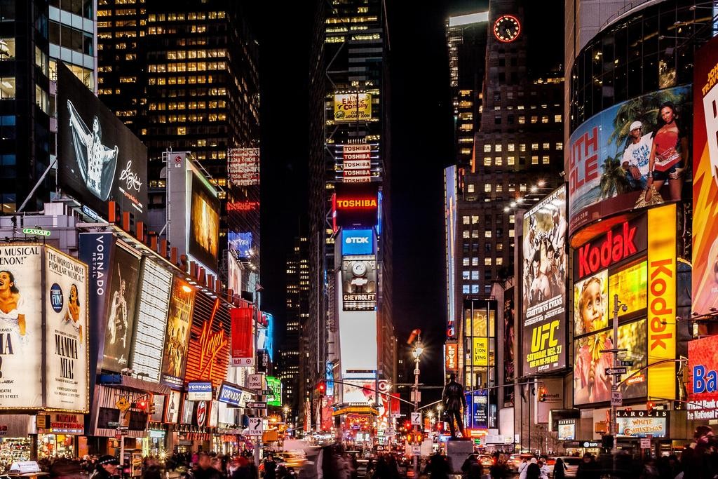 Times Square New York City NYC at Night Photo Art Print Poster 24×36 inch