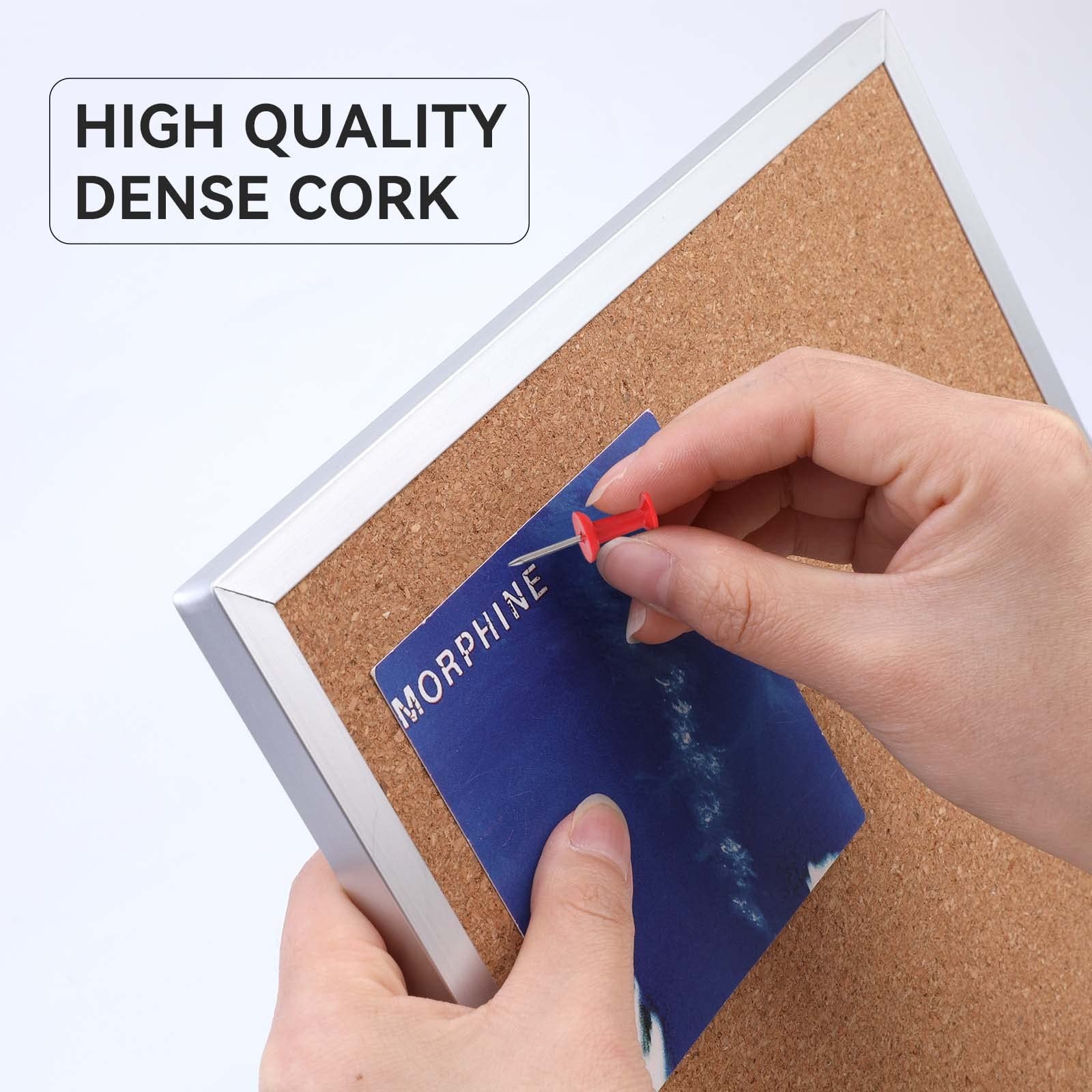 9.8″x9.8″ Cork Bulletin Board Double Sided Pin Board Desk Stand Aluminum Frame