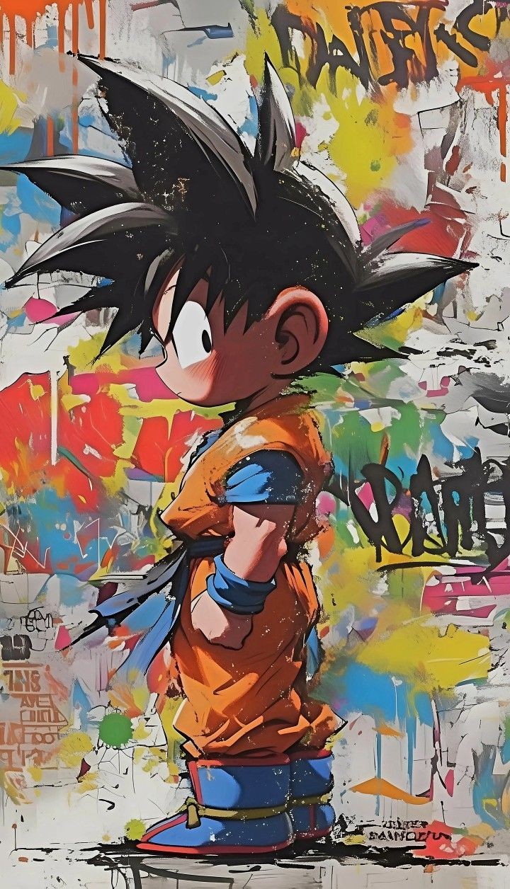 Young Goku Dragon Ball Poster – Graffiti Street Art Anime Wall Print