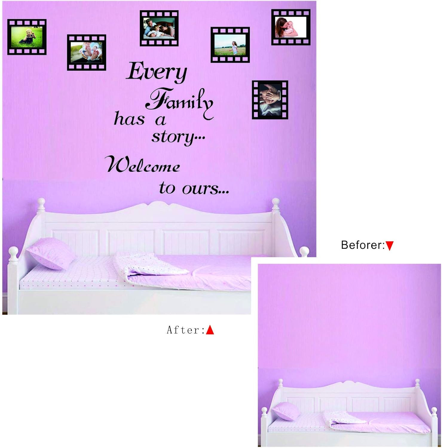 Every Family Has a Story,Family Wall Stickers Decor for Living Room,Contains 6 P