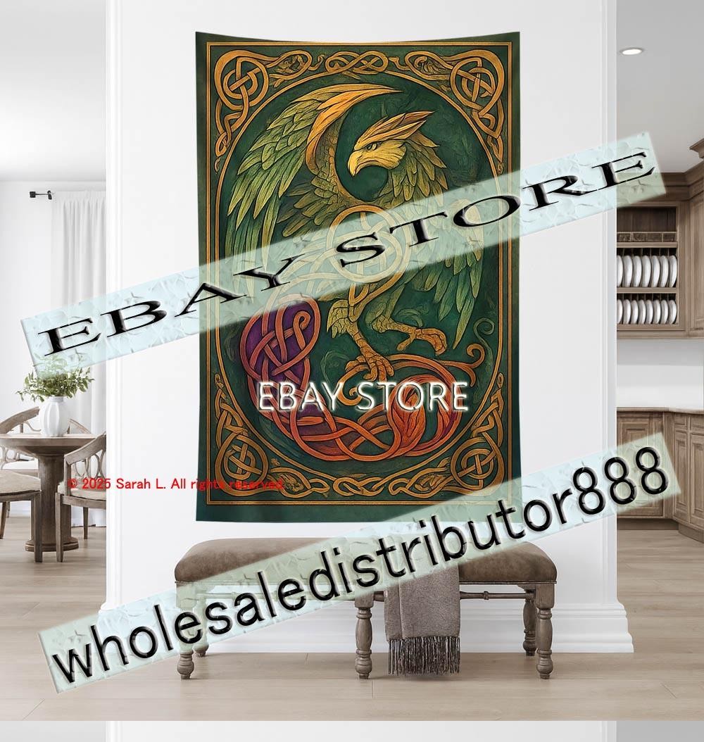 Celtic Griffin Guardian Art Tapestry symbol bedroom decor 59X82 in