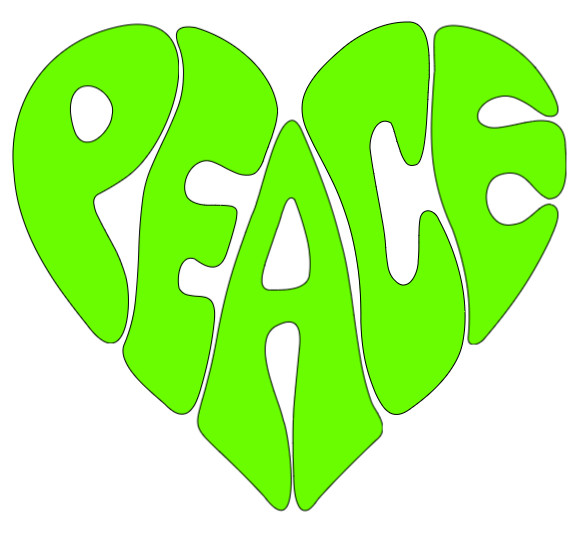 Peace/Love Heart – Bright Green – Vinyl Decal – Choose Size