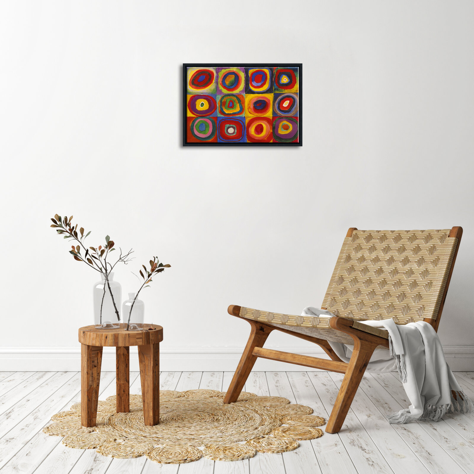 Framed Squares with Concentric Circles Canvas Wall Art of Wassily Kandinsky