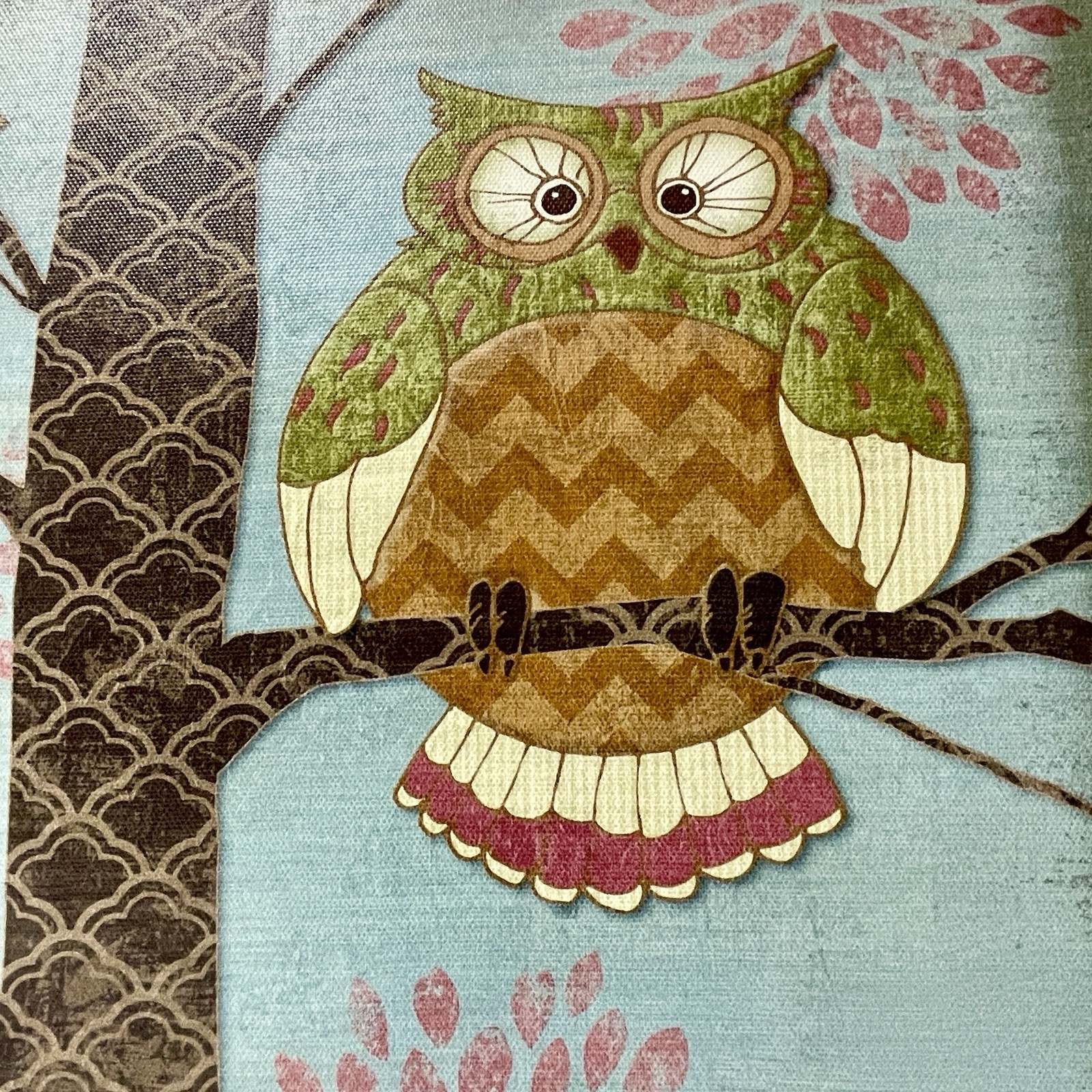 P. Brent Fantasy Owls Canvas Prints Pair 2 Wall Art 12”x12”x1” Birds Whimsical