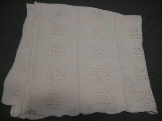 Lion Crafters North Bay Checkerboard Pink Knit Throw Cotton 58 x 52 in.