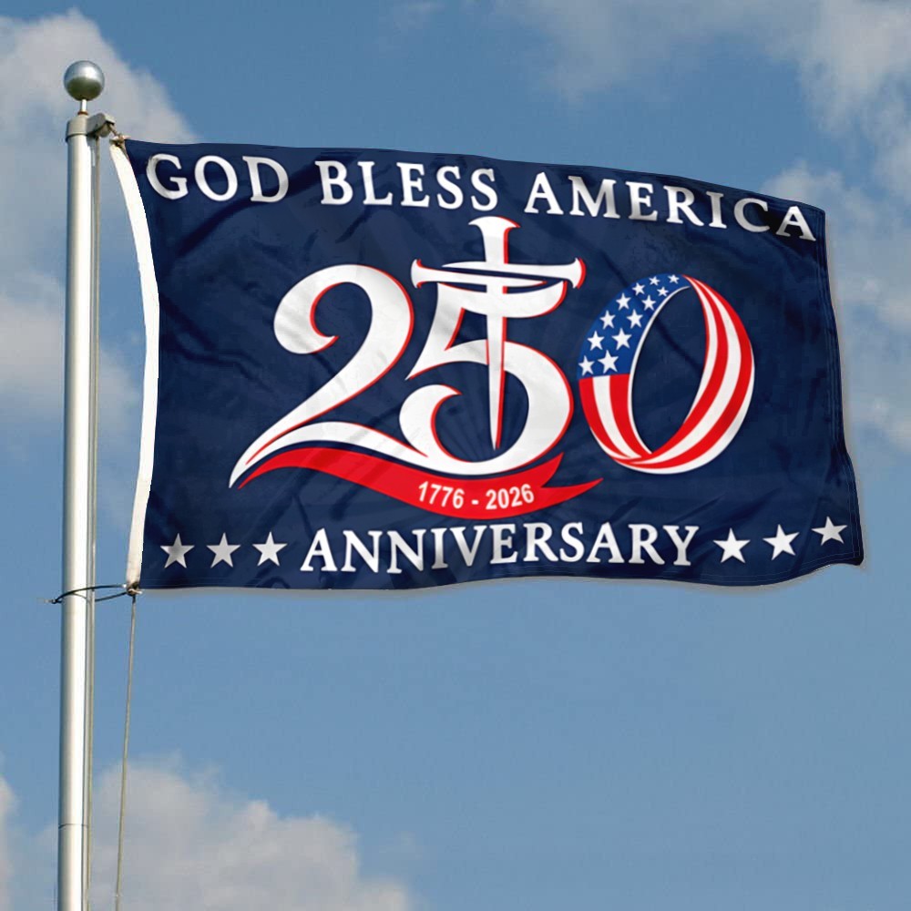 250th Anniversary 1776 2026 American God Bless America Chris Flag Banner 3x5Feet