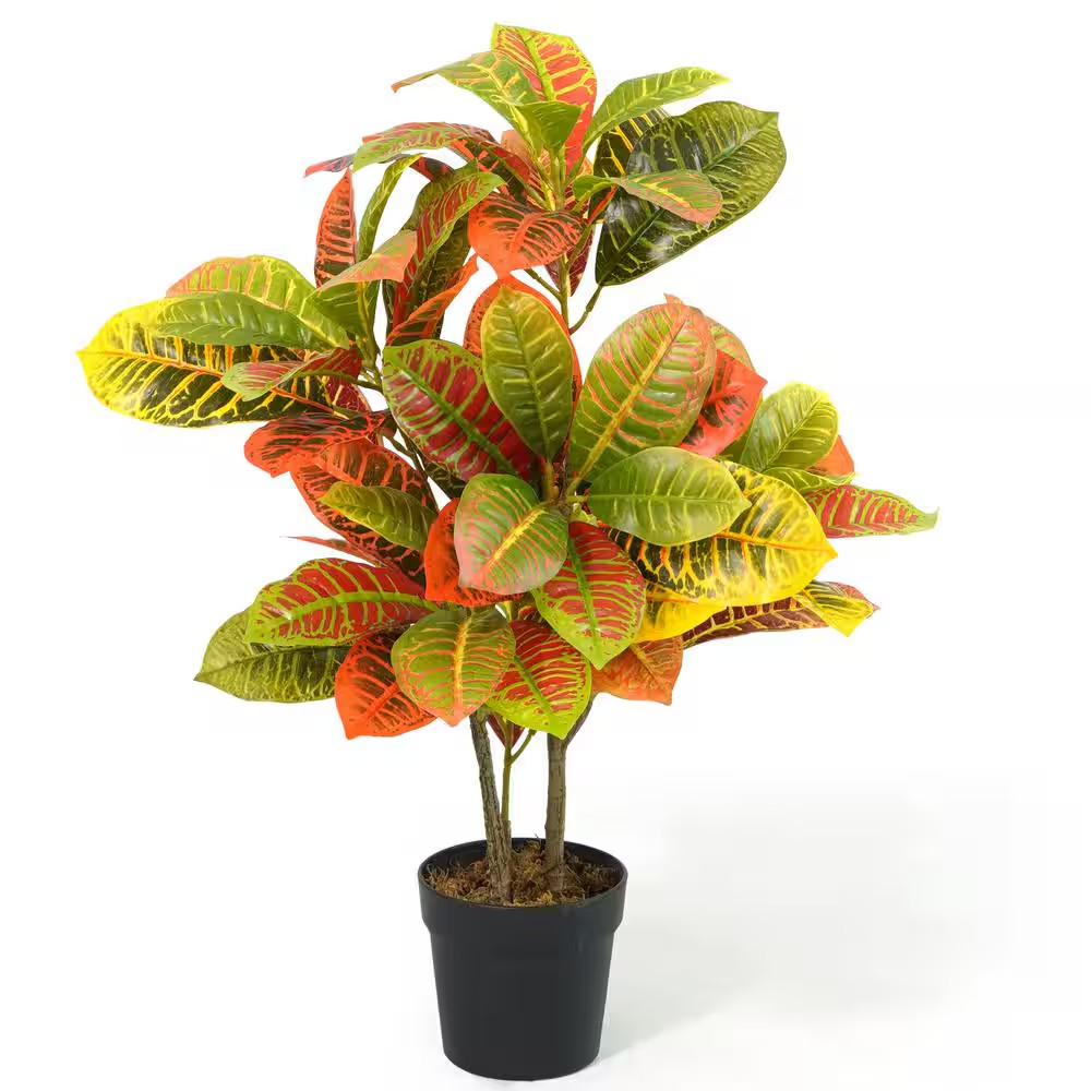 30 In. Artificial Topiary Croton Tree, UV Resistant Artificial Plants, Faux Tree