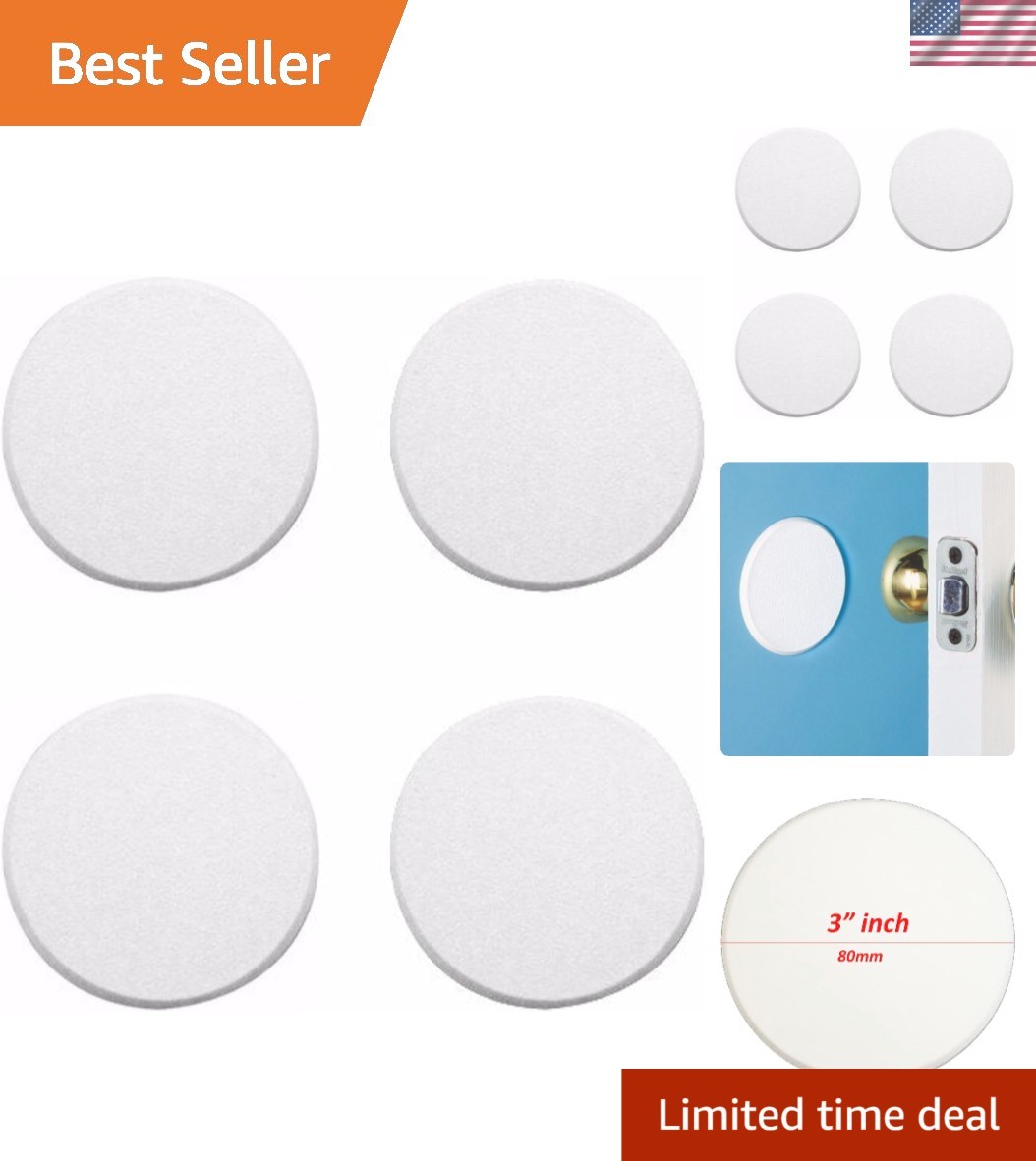 Sleek 3.25in White Door Knob Wall Shields, 10 Pack – Durable Vinyl Design
