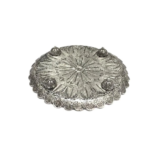 Kiddush Shabbat Plate a Yemenite Filigree Sterling Silver Plate Hanukkah Gift