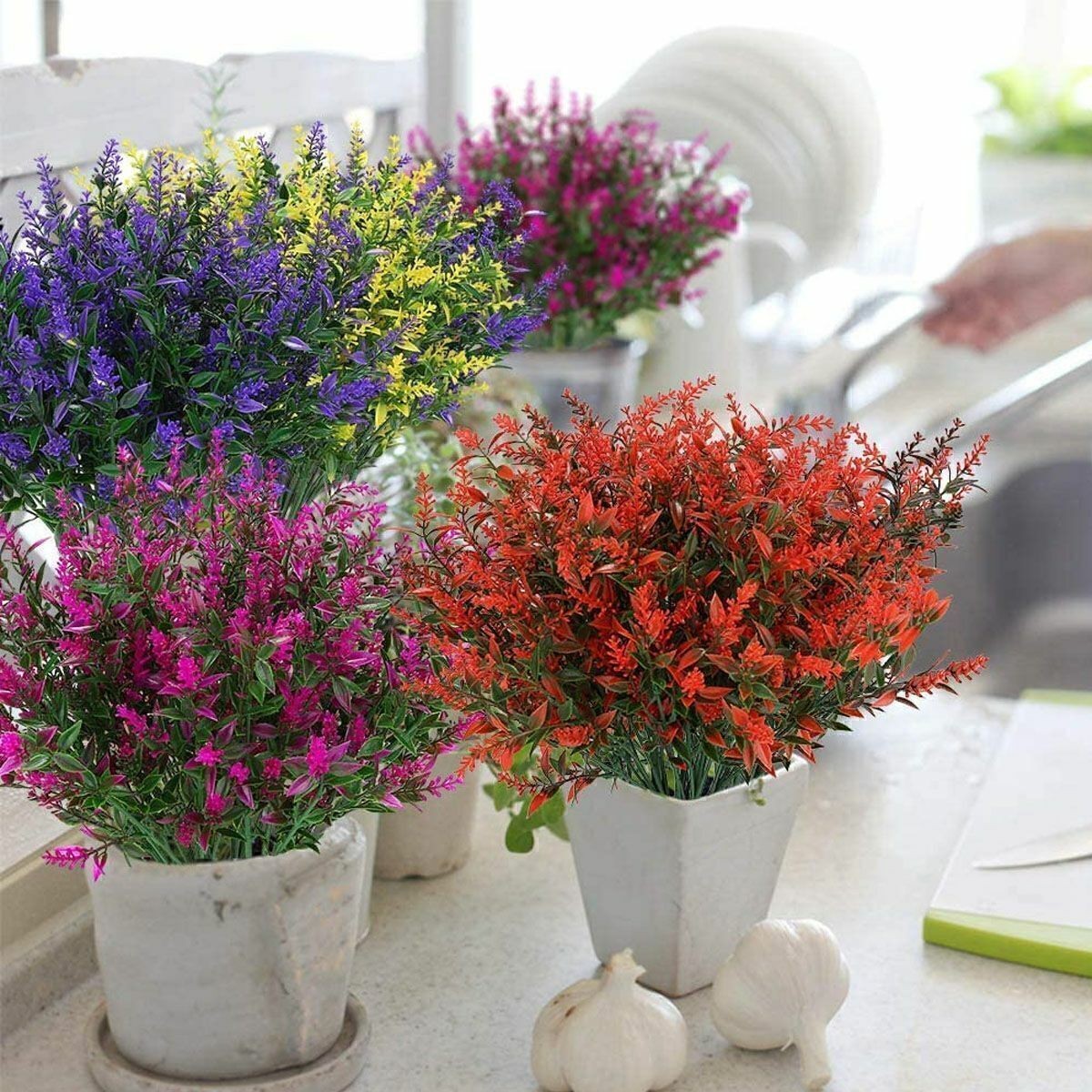 32 Bundles Artificial Flowers Fake Plants Outdoor UV-Resistant Flowers Decor new