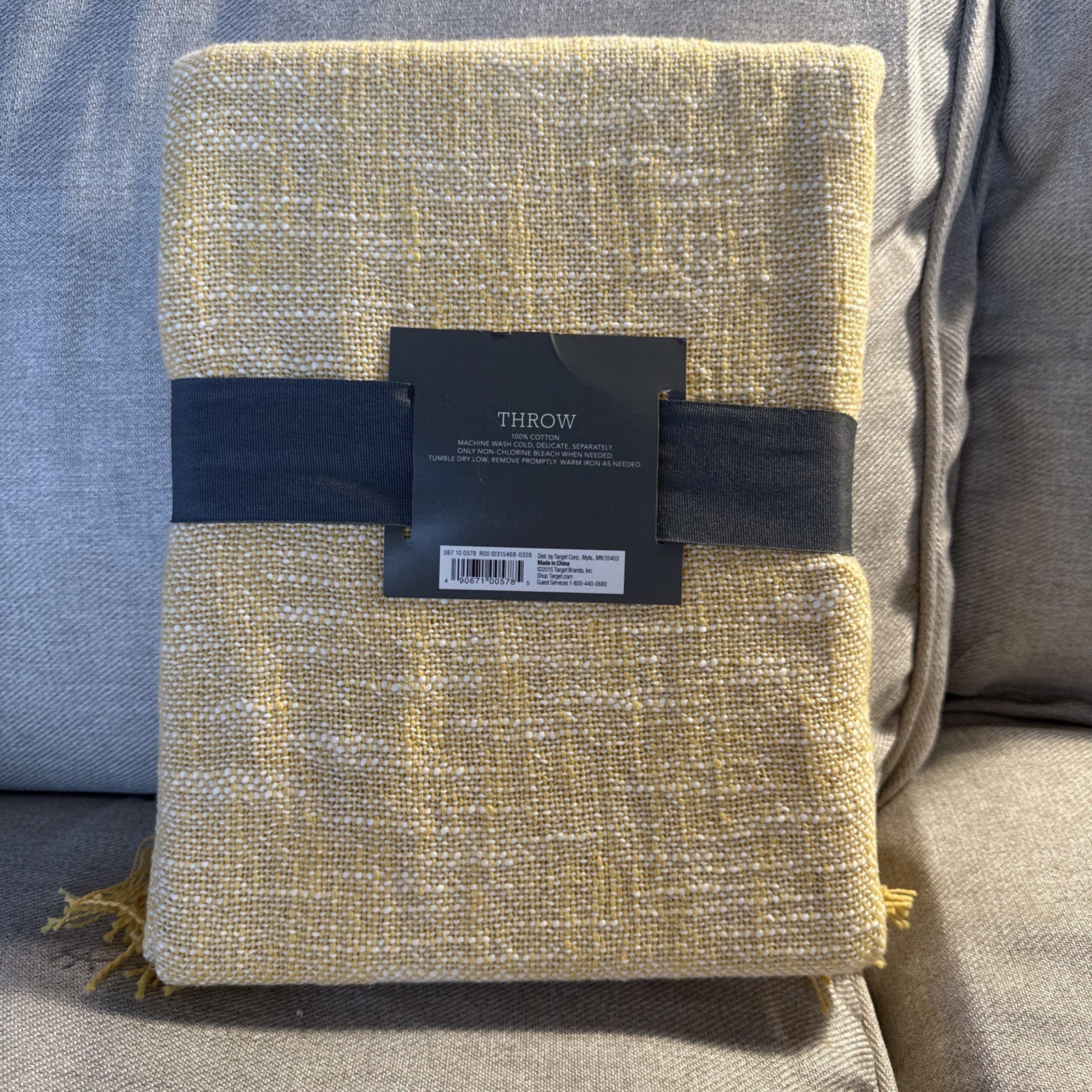 Threshold Studio 60×50″ Chunky Knit Throw Blanket Sunflower Fringe 100% Cotton