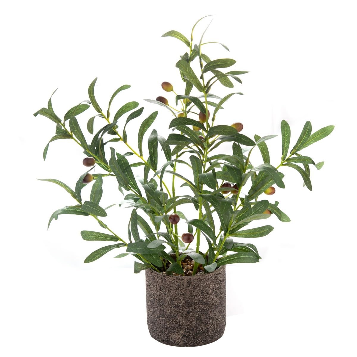18 Inch Artificial Olive Branches Real Looking Potted Plant Fake Olive Tree w…