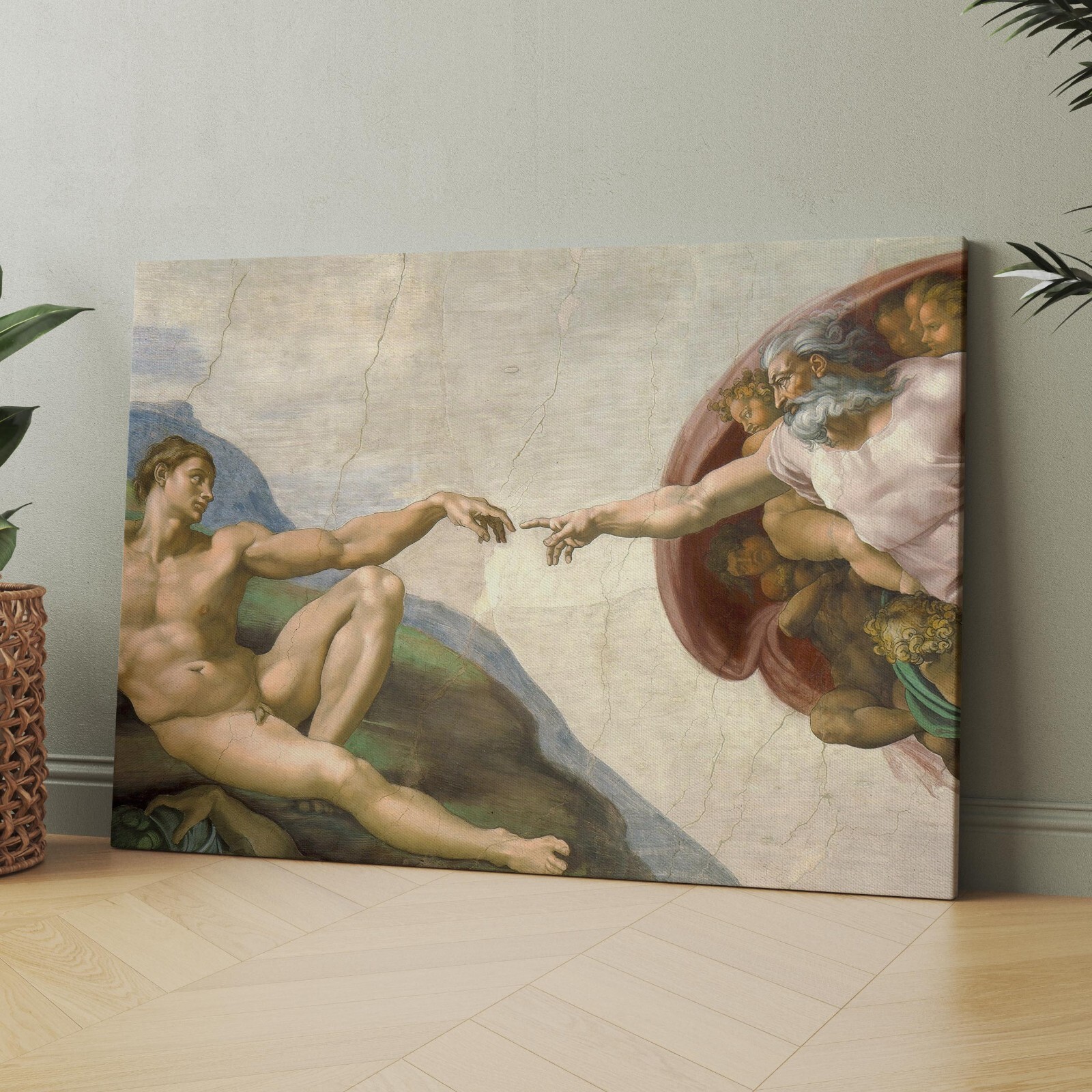 The Creation of Adam Michelangelo God Adam Christian Jesus Canvas Wall Art Print