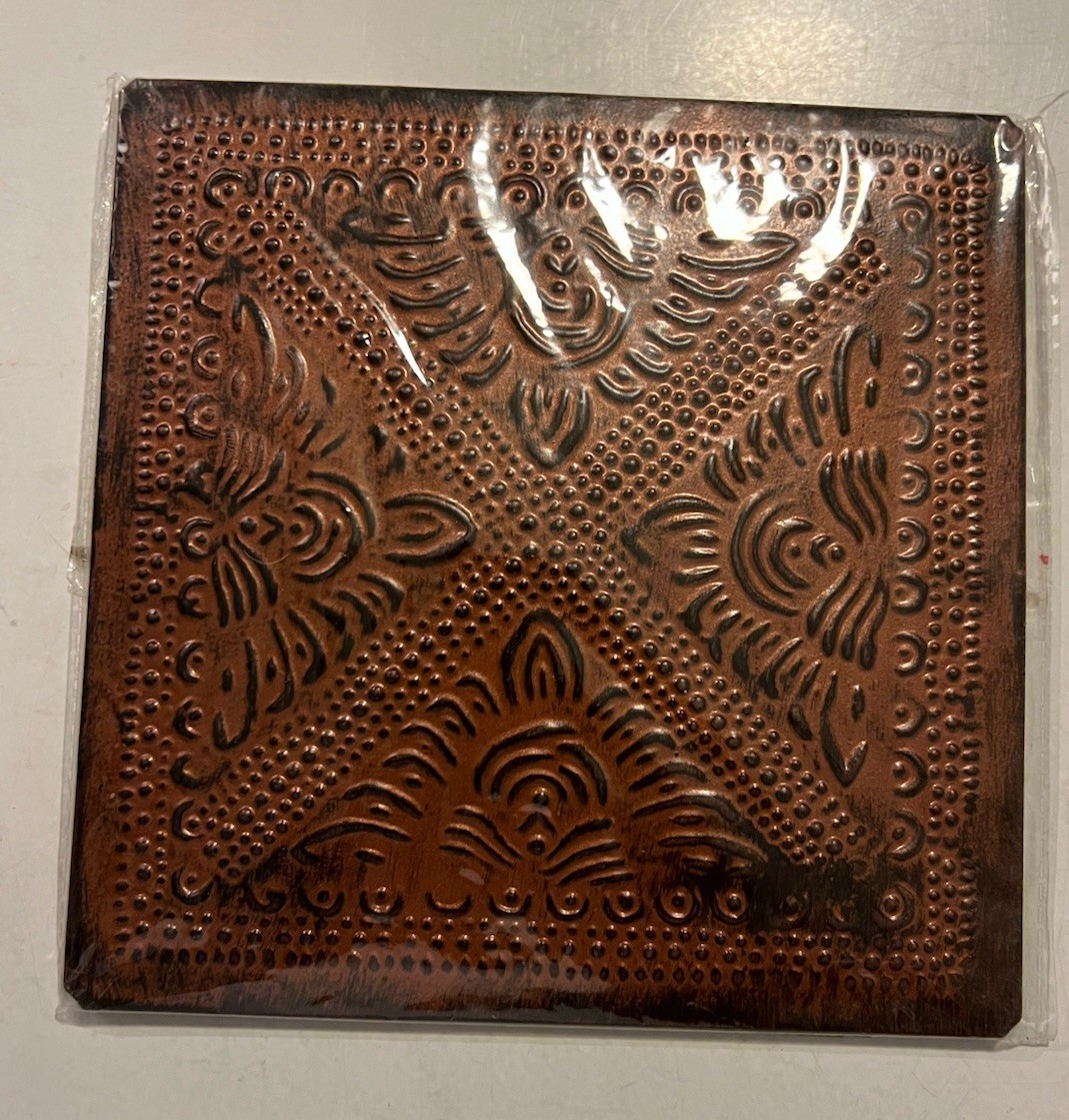 Embossed 6.5 “X6.5”Square Metal Wall Decoration Bronze Distressed, Floral Lot 9