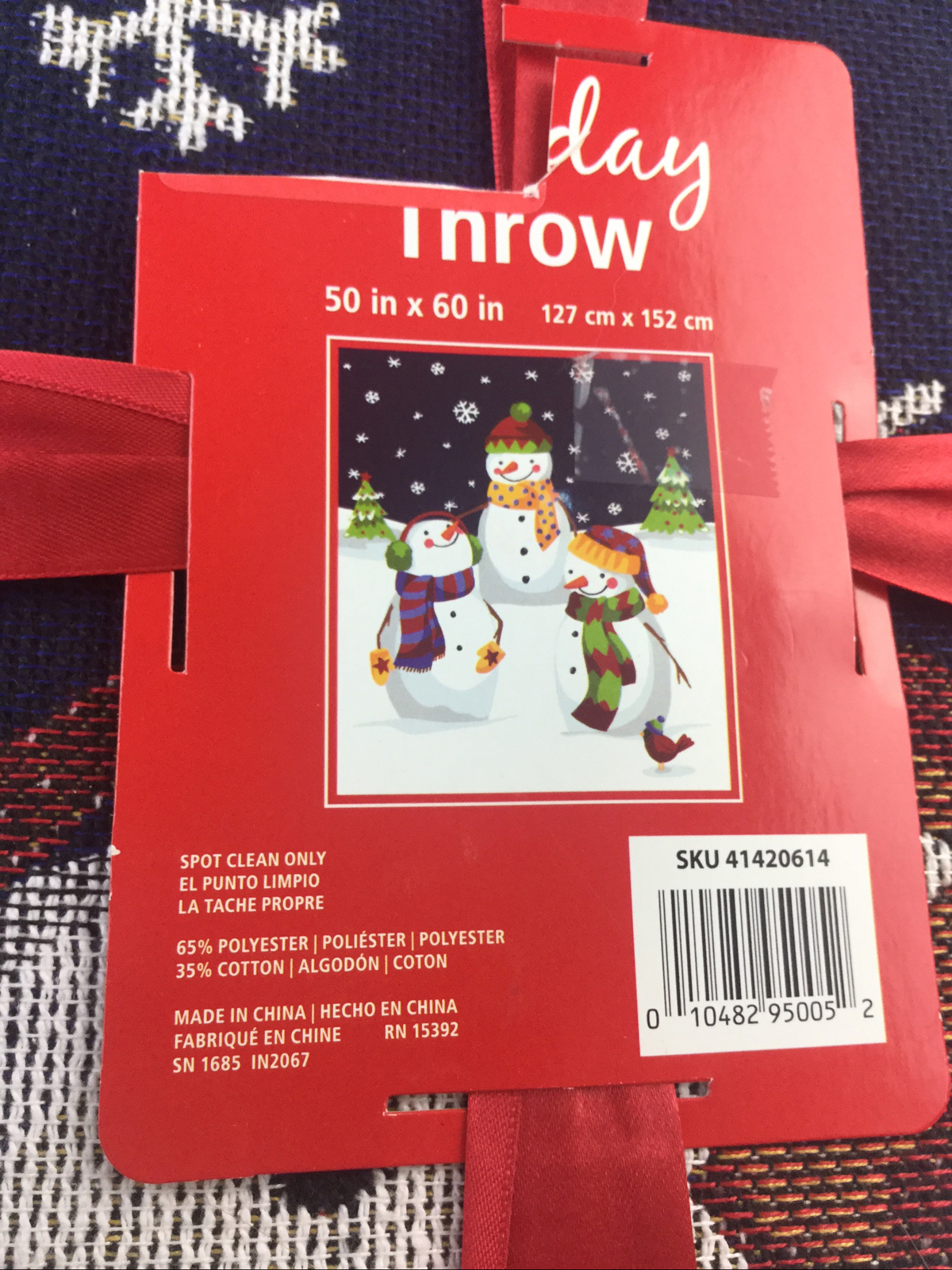 Cotton/Polyester Woven Blanket Throw Winter Scene Snowmen 50”x60” NWTS
