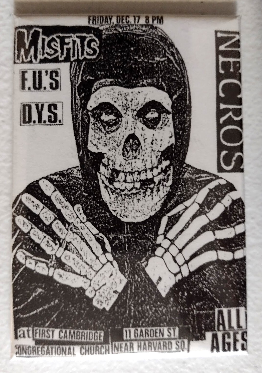 Misfits show flyer 2×3 Refrigerator Magnet Necros horror punk Danzig Samhain