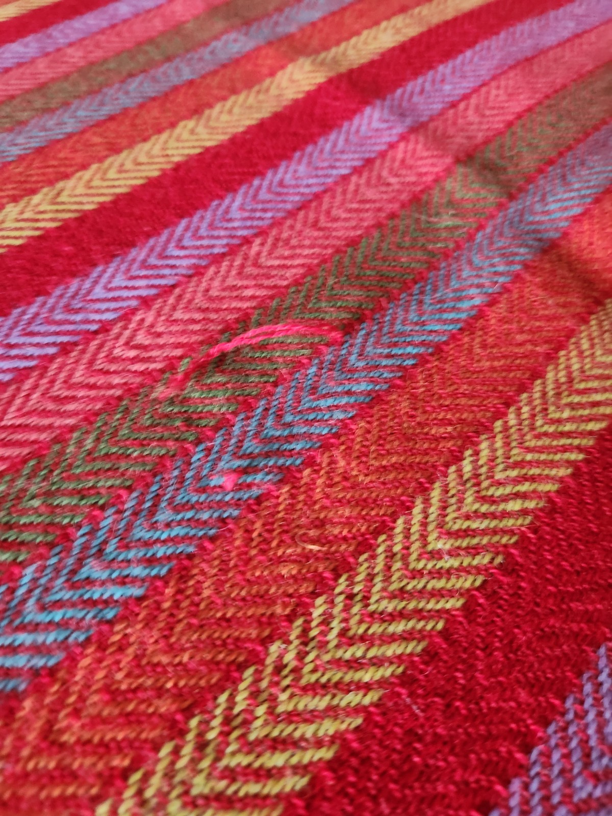 SOL Alpaca Peru 100% Baby Alpaca Throw Blanket Multicolor Herringbone Fringe