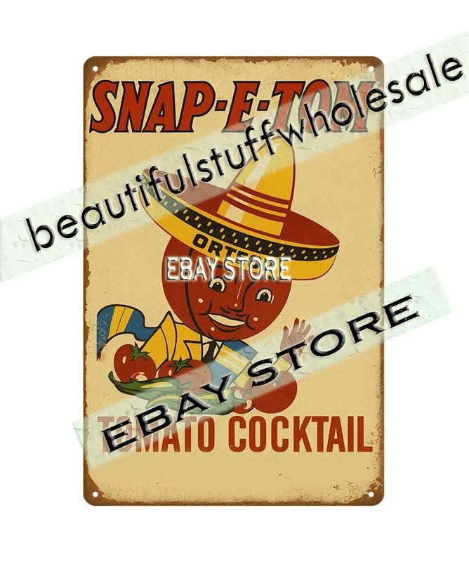 SNAP-E-TOM TOMATO COCKTAIL mexican food tin sign