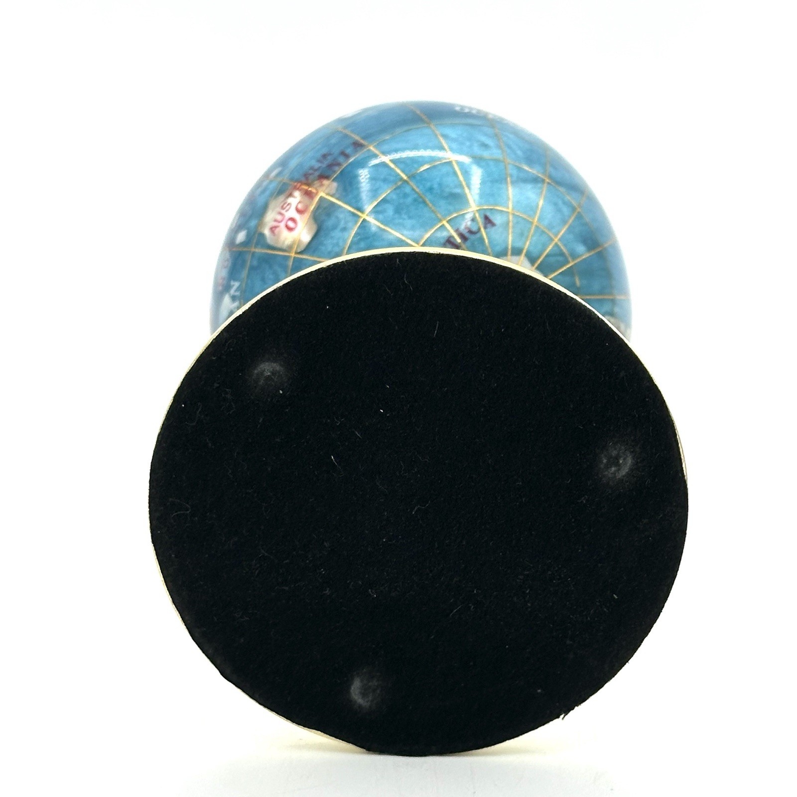 World Globe Table Top Rotating Gemstone Light Blue Lapis 5 1/2” X 3” Desktop
