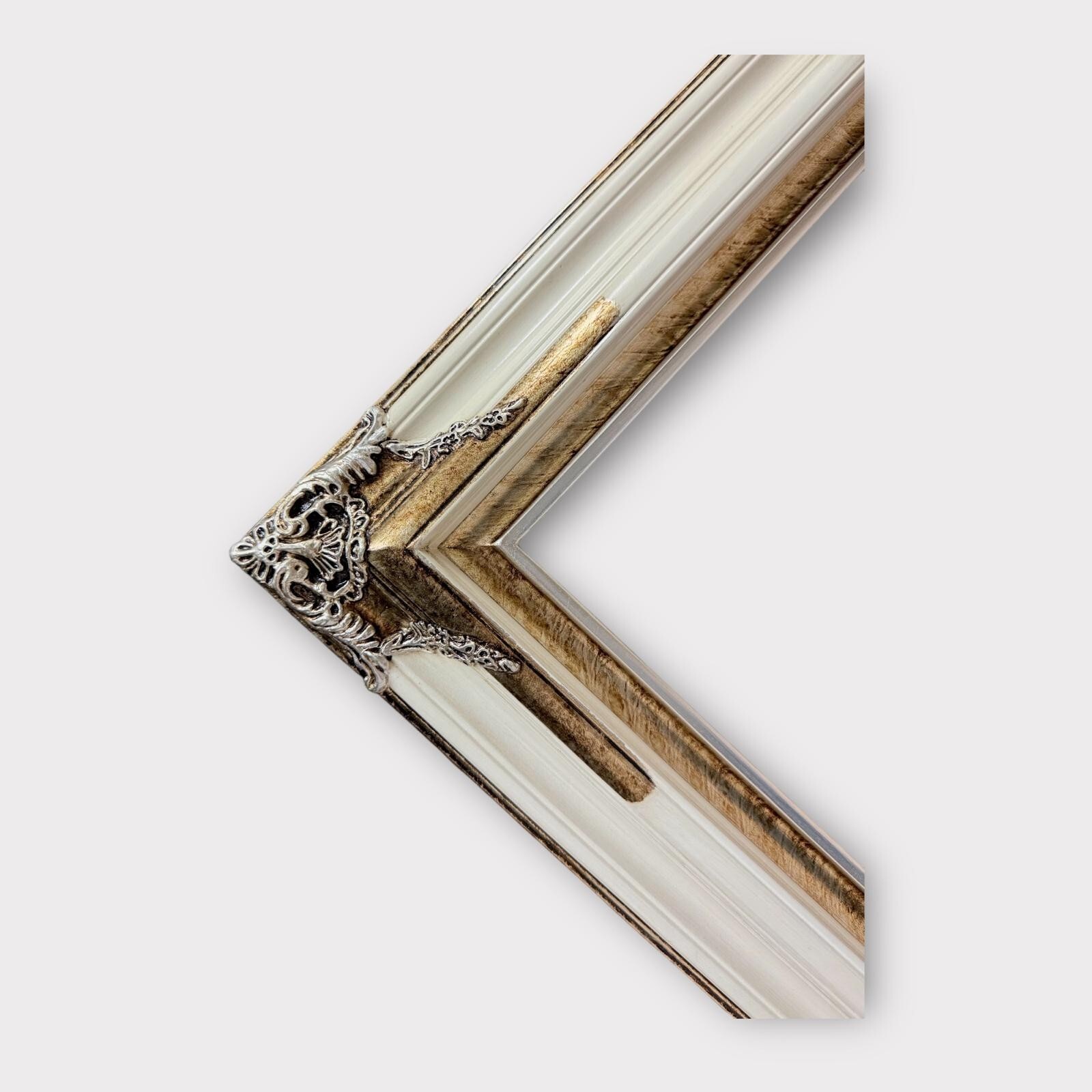 12 x 18 In Stock-Classic ornate wood frame, White frame, silver leaf frame.
