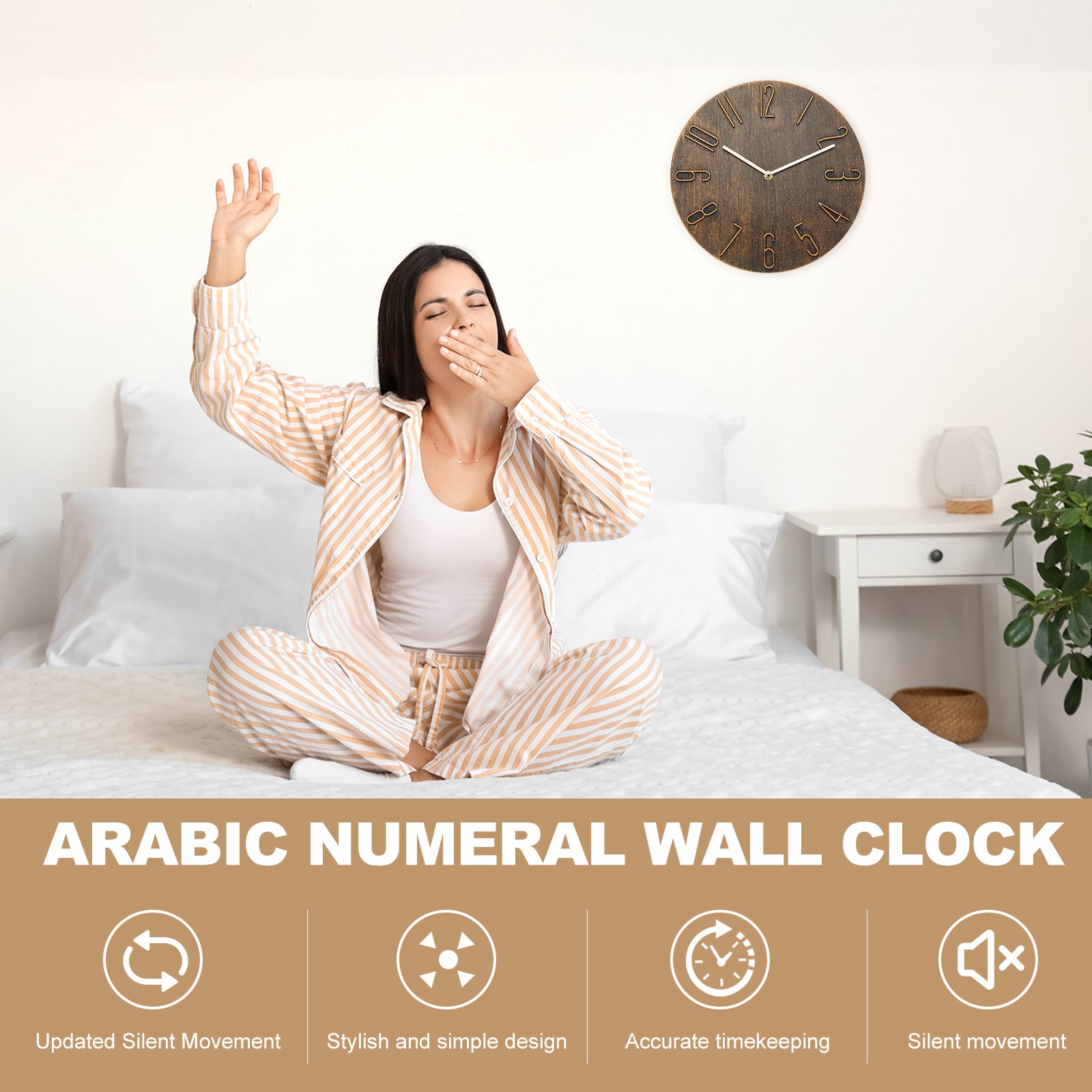 12″ Vintage Wall Clock with Arabic Numerals Dark Blue