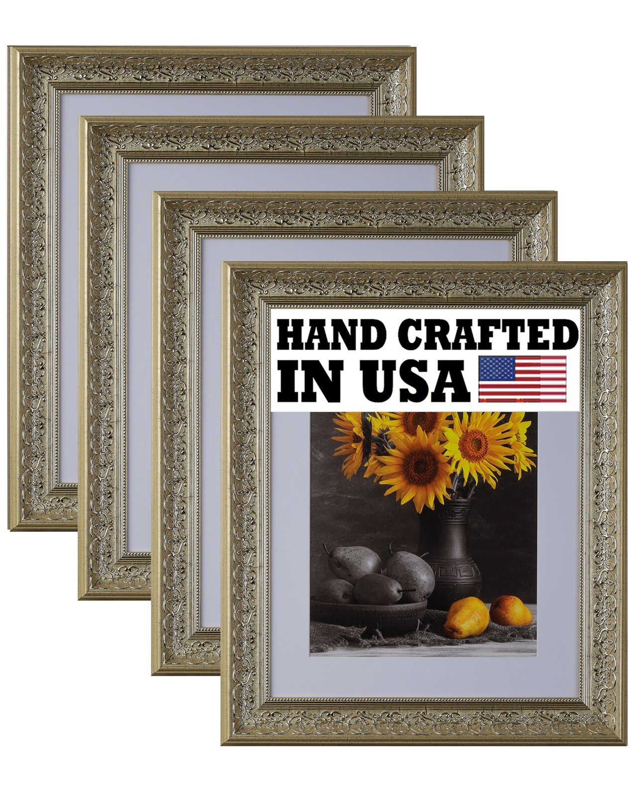 4-Pack Custom Picture Poster Frame 3-1/2″ Silver Victorian 16×20 24×36 1556-S125