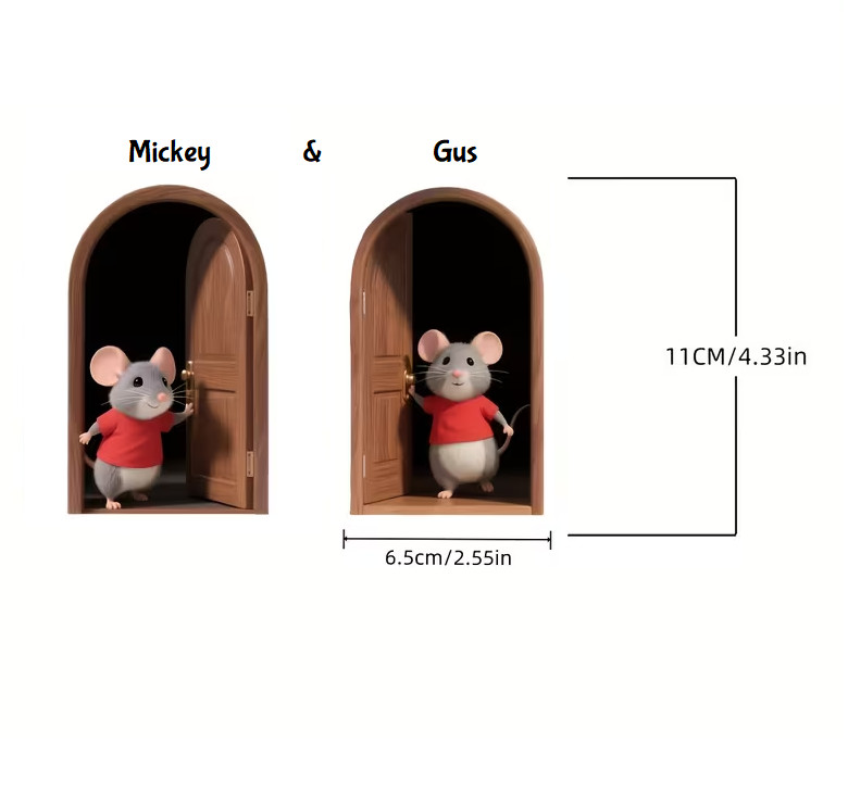 Cute Little Mouse Sticker – Mickey & Gus Removable Waterproof Matte Decal 4″ x 2