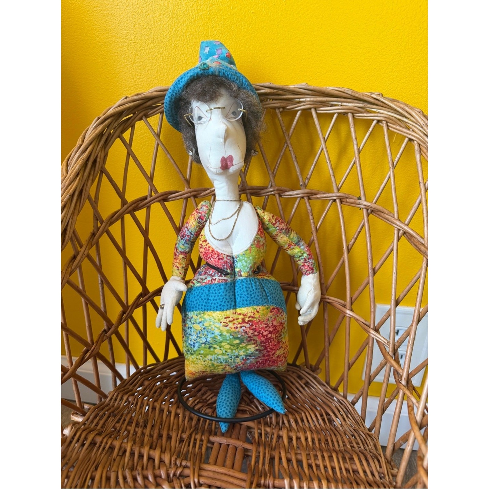 Unique old lady stuffed doll eclectic collectible