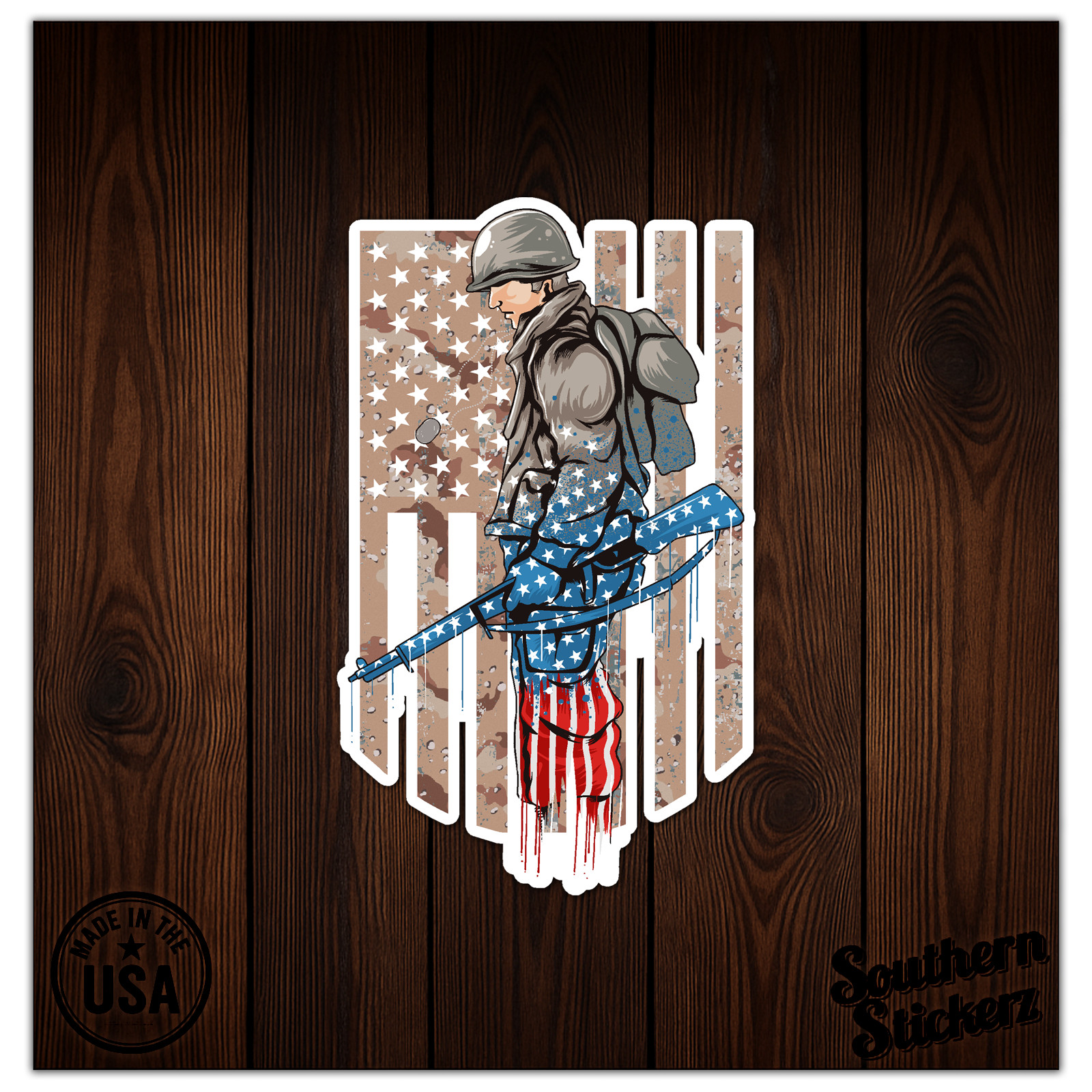 US Flag Army Soldier – Vinyl Decal Sticker – Car Window Laptop – ebn7948
