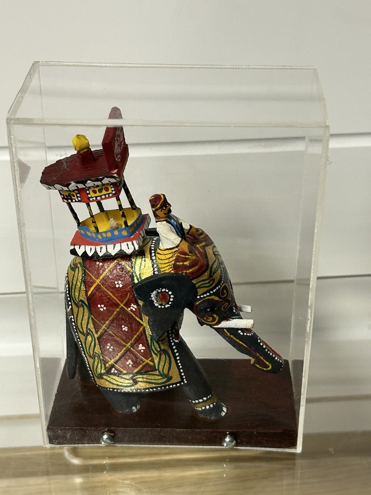 Kondapalli Wooden Hand Painted Elephant with Ambari (Multicolour) 5″x4” In Case