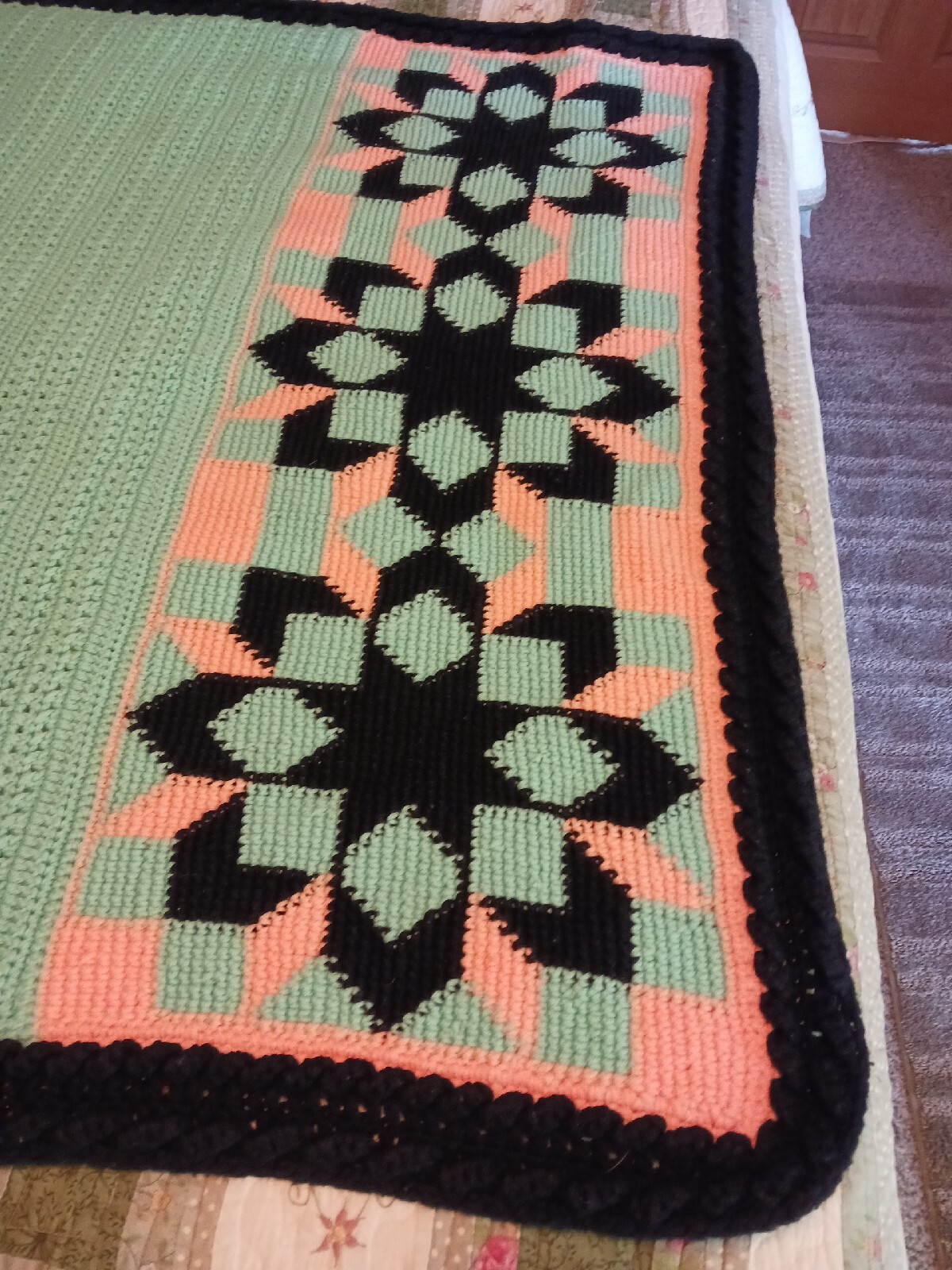 afghan blanket Hand Crocheted 72 X 43