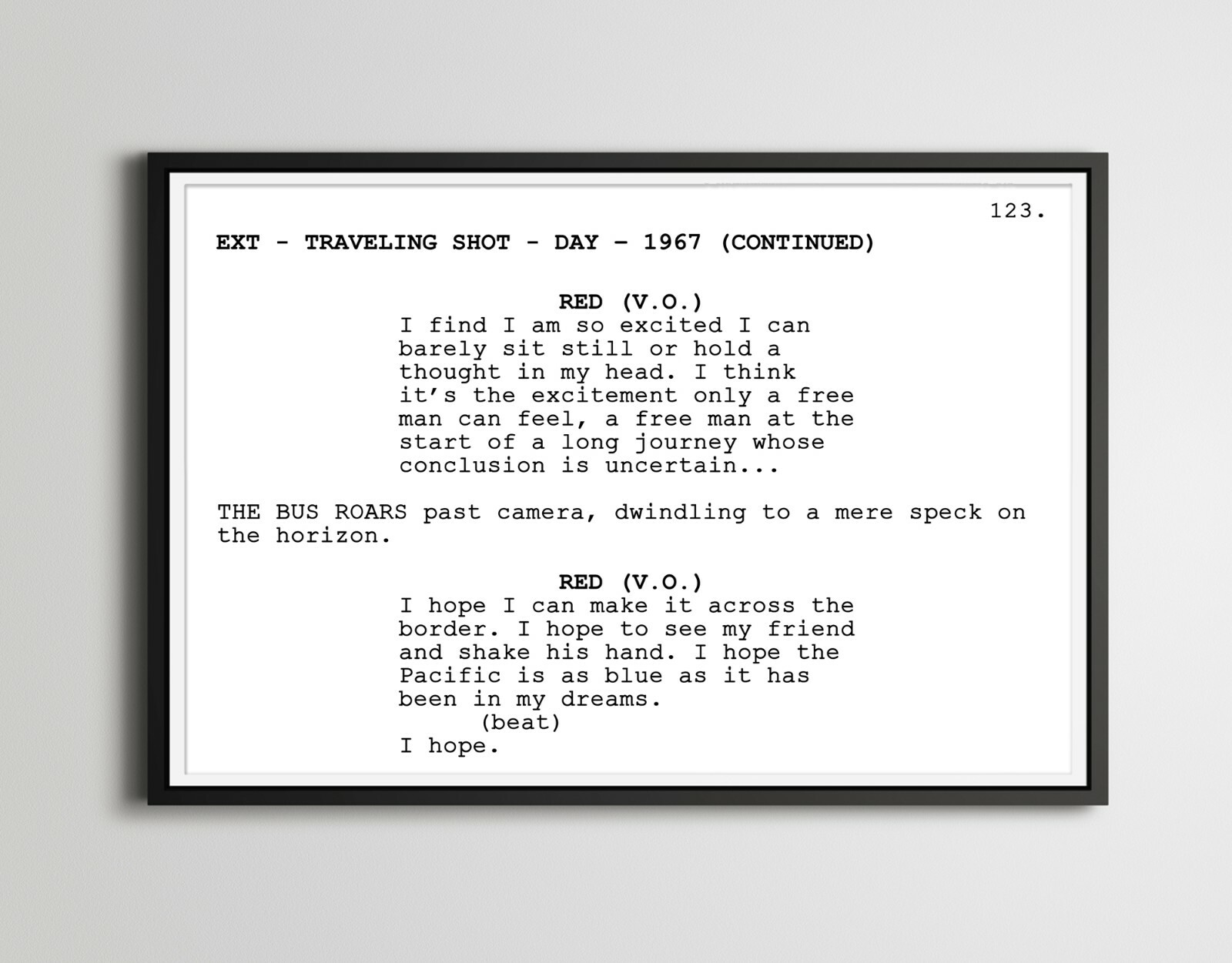 SHAWSHANK REDEMPTION Screenplay POSTER! (up to 24″ x 36″) – Movie – Film – Gift