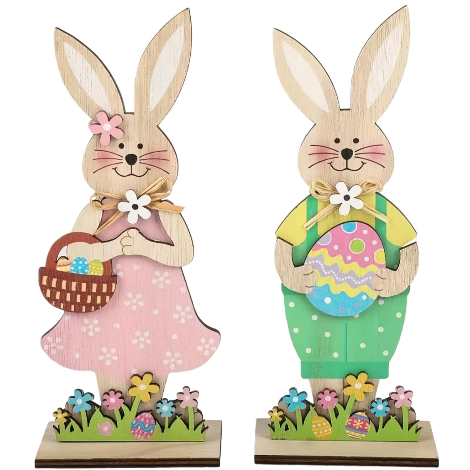 2 piece easter wooden bunny decor,easter decorations,easter Red And White