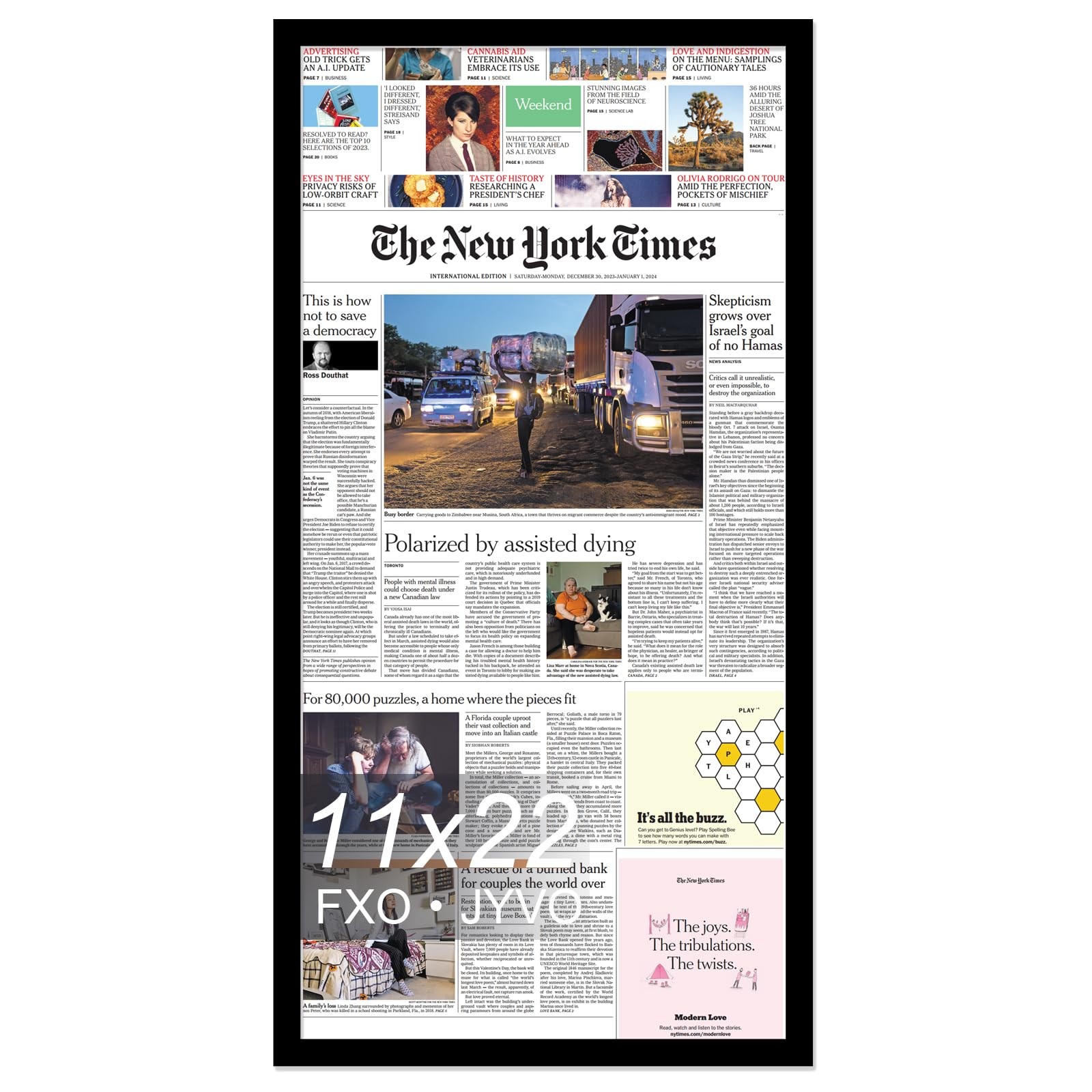 11×22 Newspaper Frame, Display 11 x 22 Inch Newspaper Front Page for Wall, Li