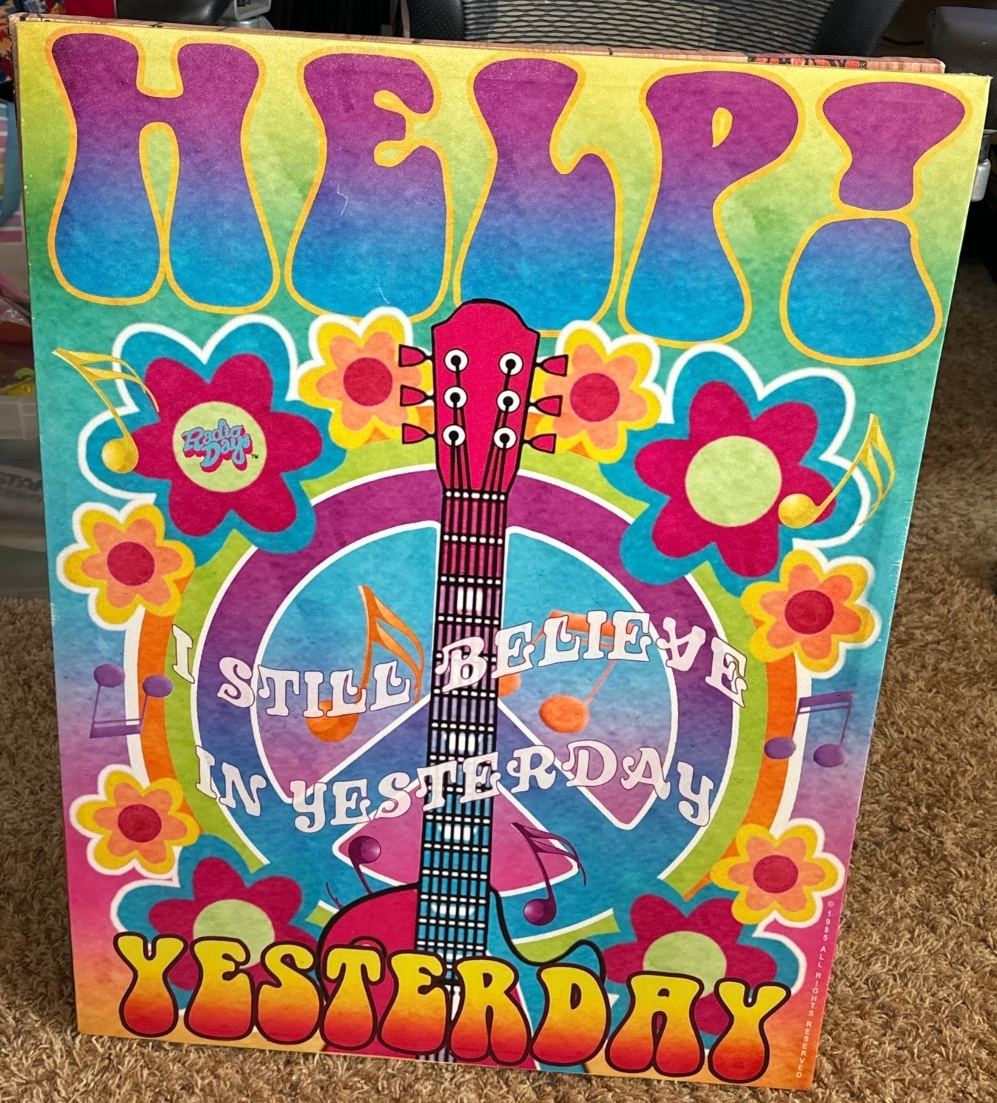 VINTAGE 1985 Radio Days Brand Canvas Wall Print Decor 23”W x 30”H