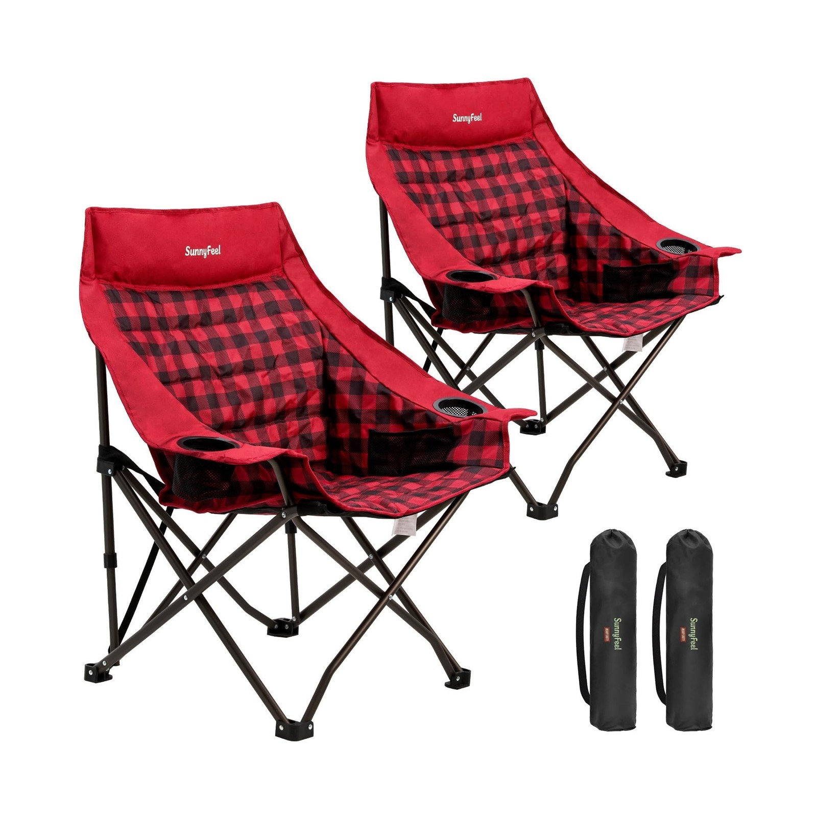 SUNNYFEEL 2 Pack Heavy Duty Camping Chairs for Adults Portable Oversized Fold…