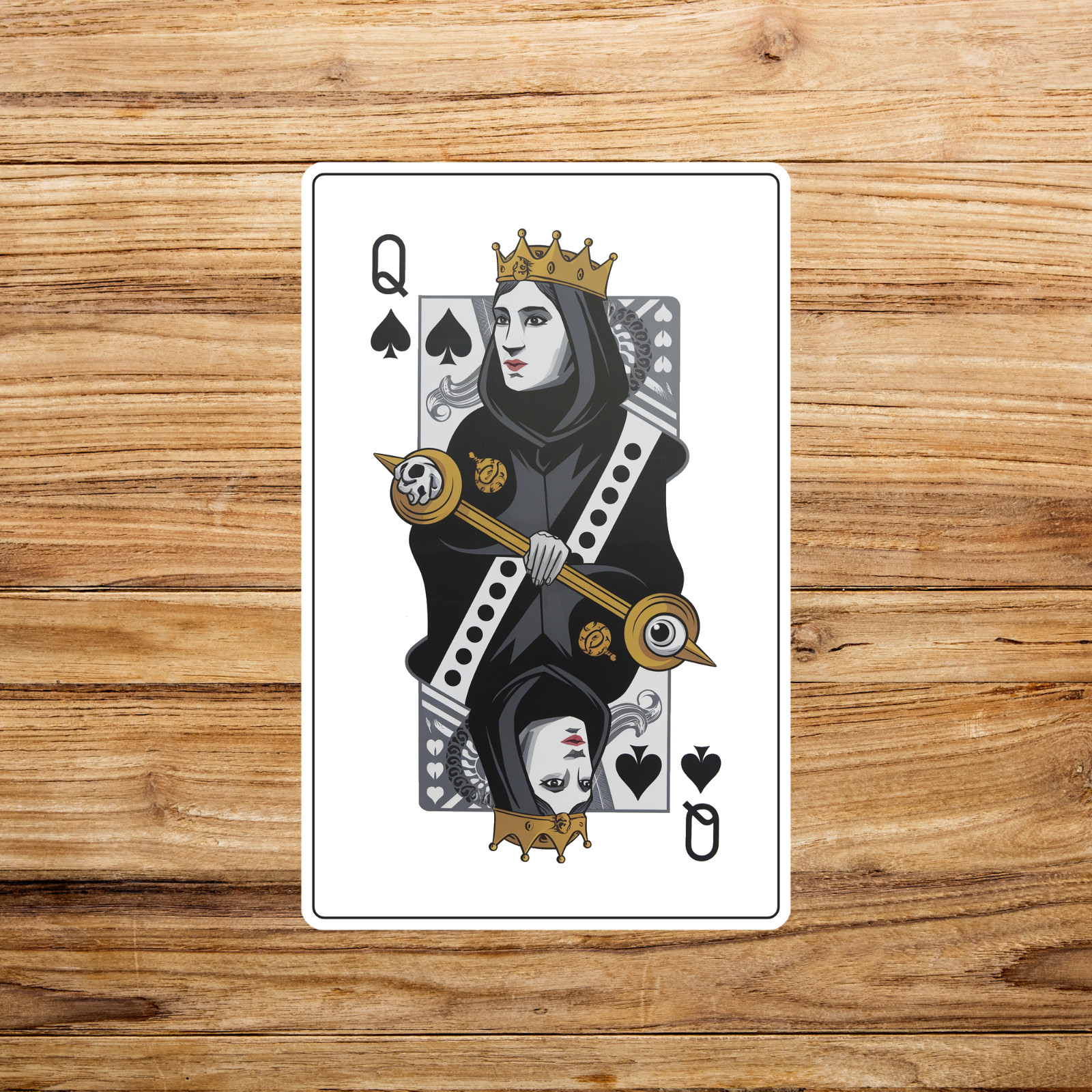Gothic Queen of Spades Vinyl Sticker – Edgy Poker Card Decal for Gamers #2246
