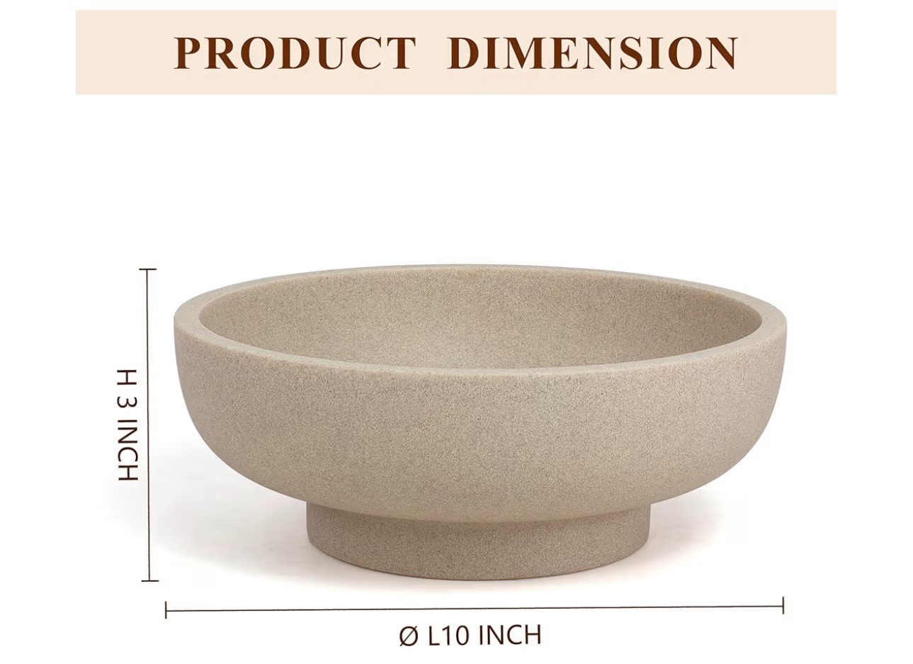 YMXYJM Modern Decorative Resin Fruit Bowl Beige 10” Centerpiece Home Decor Bowl