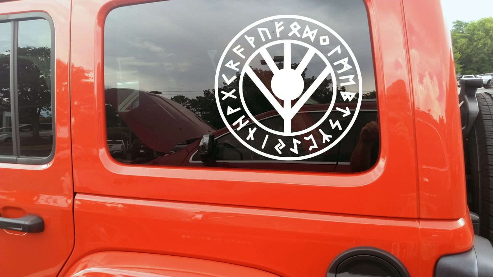 Shield Maiden Symbol in Runic Circle Vinyl Decal – Viking Norse Runes Mythology