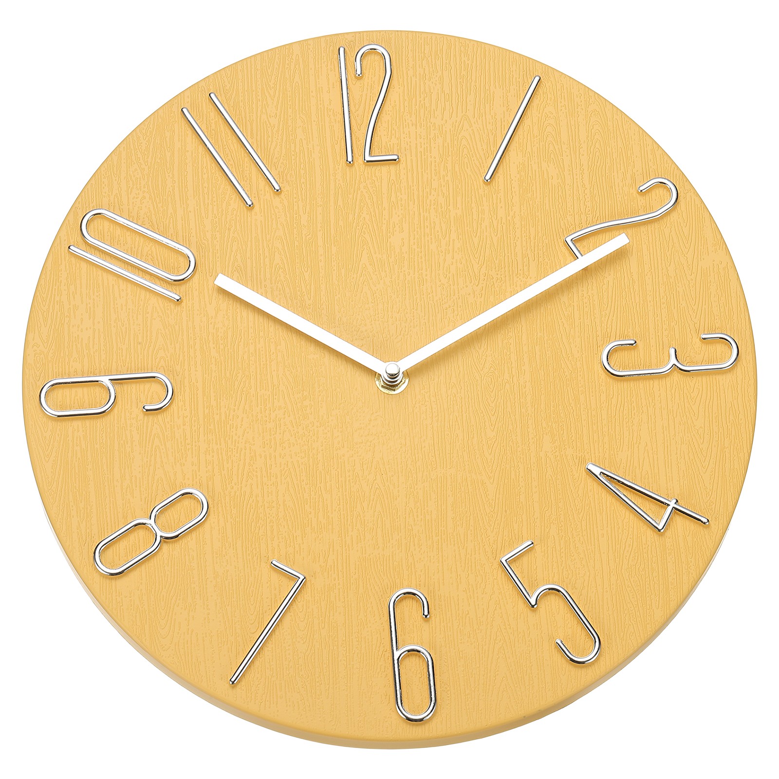 12″ Vintage Wall Clock with Arabic Numerals Yellow