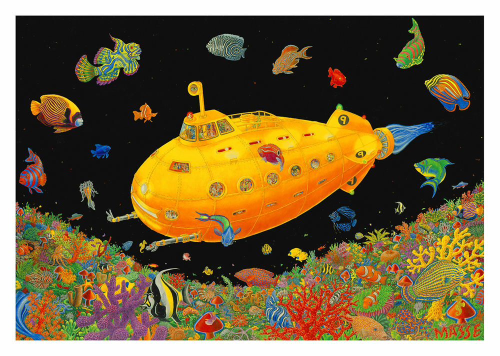 Yellow Submarine- Tom Masse Non-Flocked Blacklight Poster 32″ X 22″