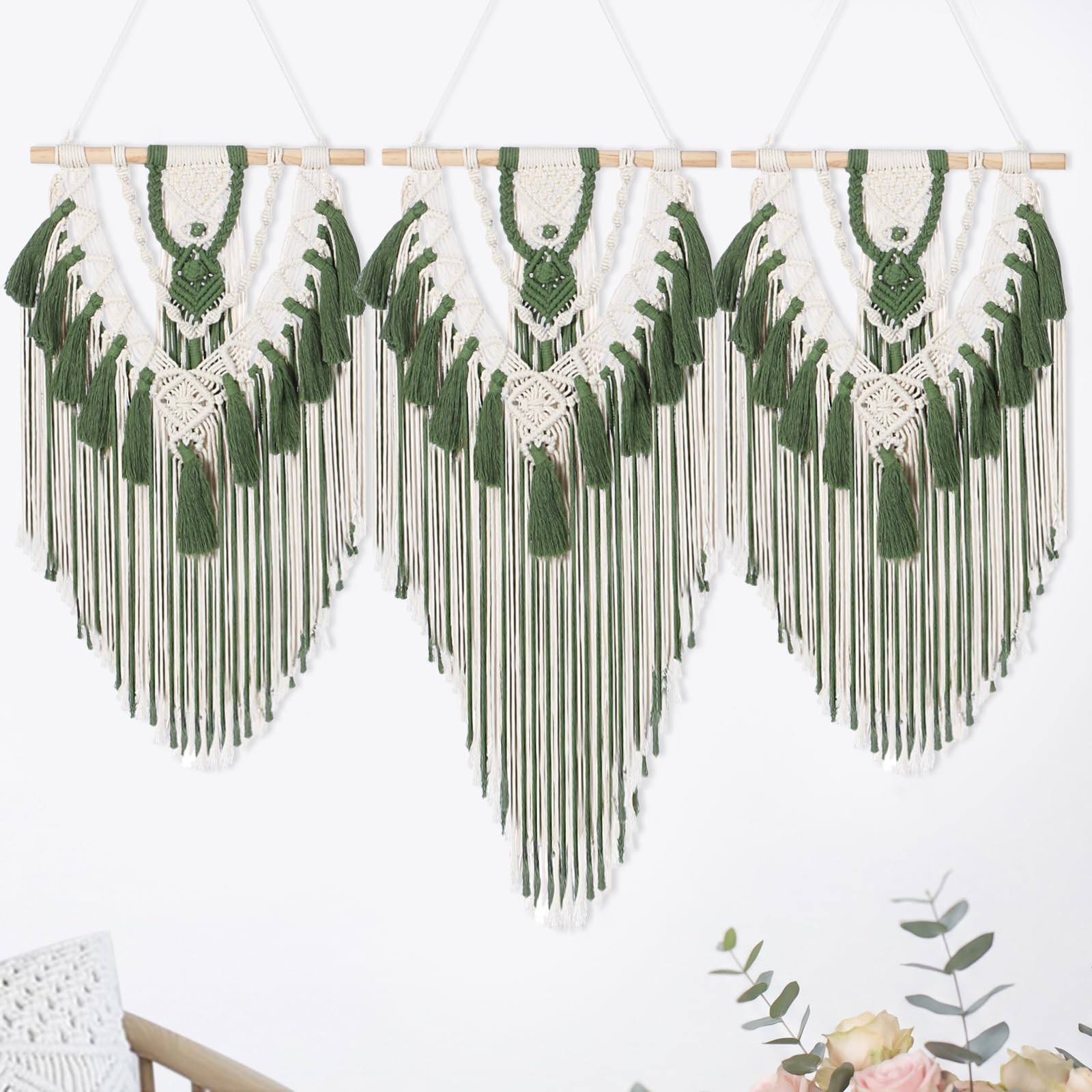Fiwochic Large Boho Macrame Wall Hanging Wall Decor Bohemian Woven Handmade T…