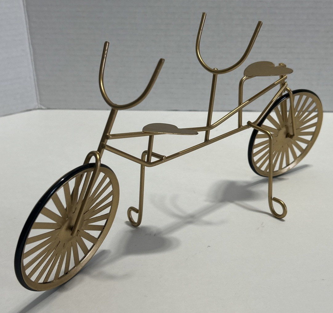 Bicycle Built For 2 Golden Decorative Bike Art Metal Sculpture 12X6″ Home Decor